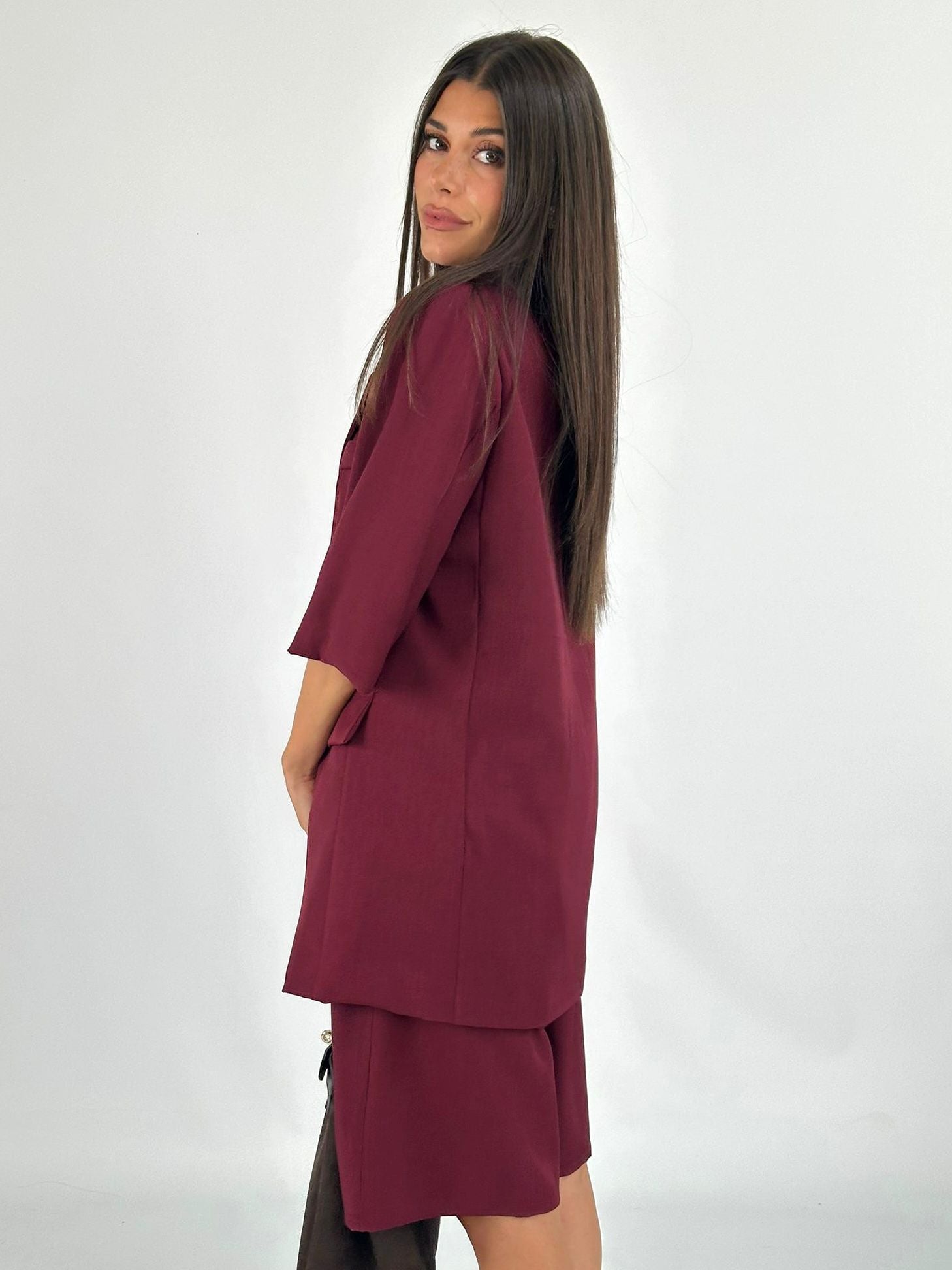 Completo giacca + bermuda bordeaux