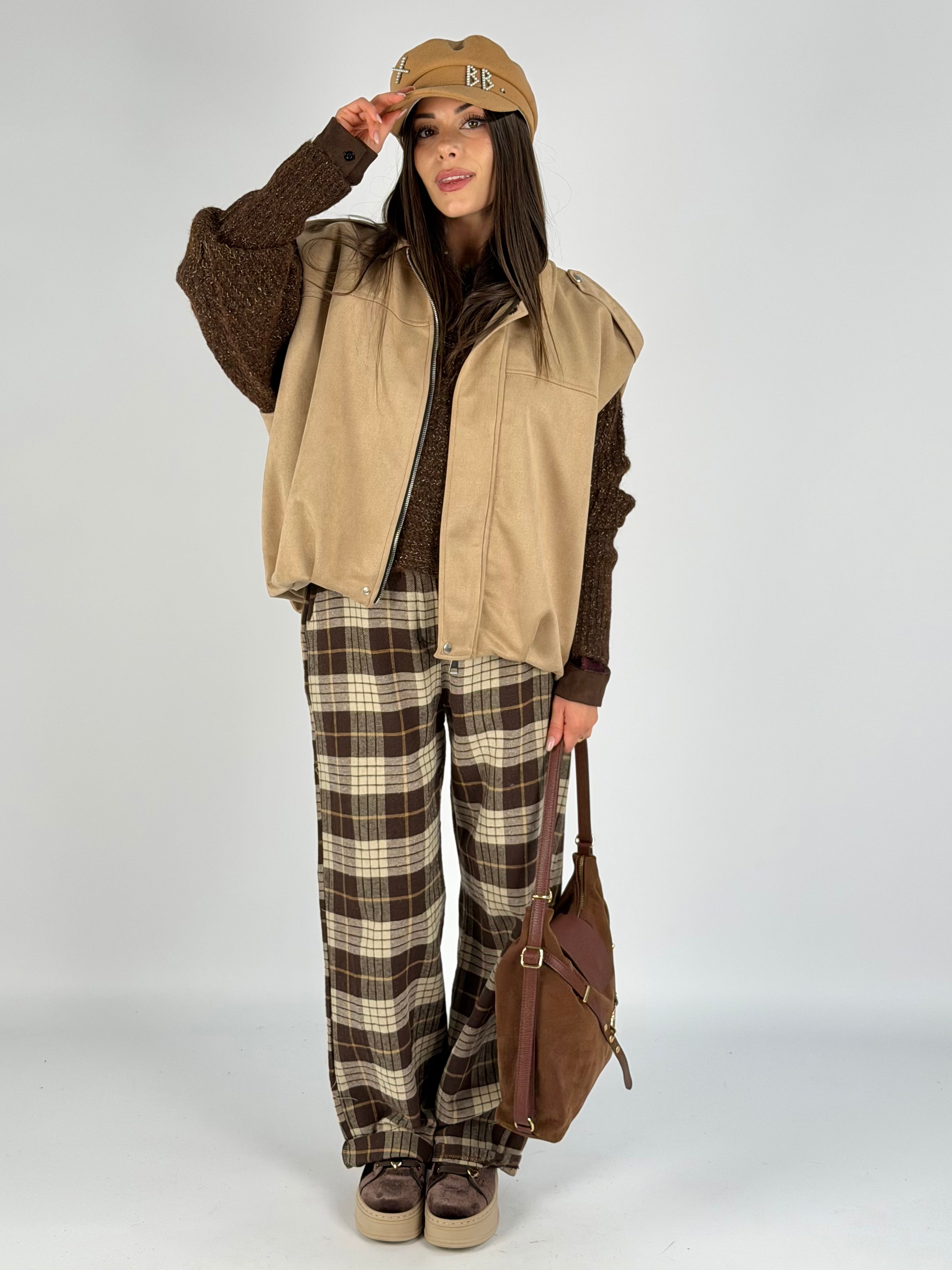 Smanicato scamosciato tabacco