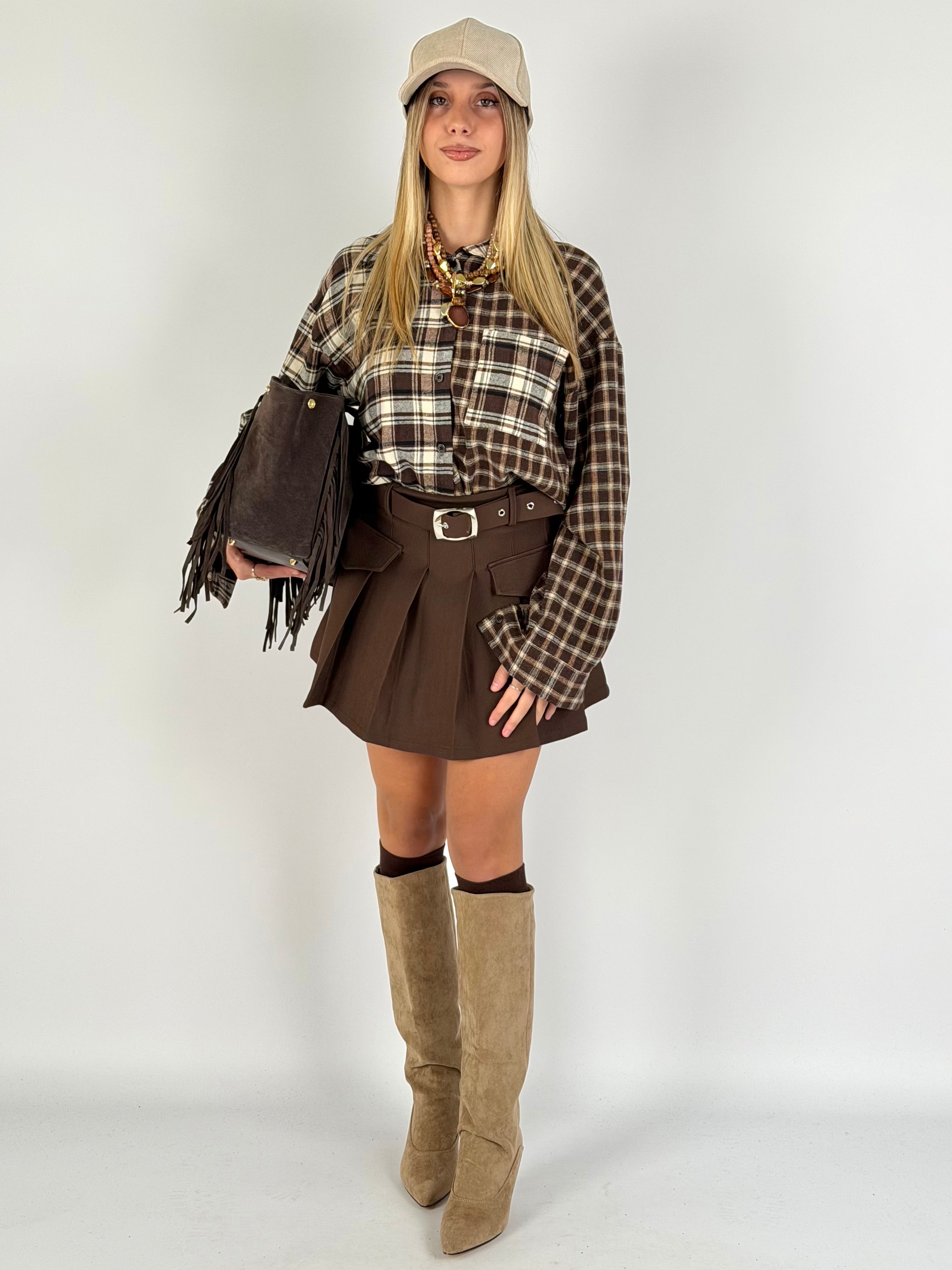 Camicia check Alessia marrone