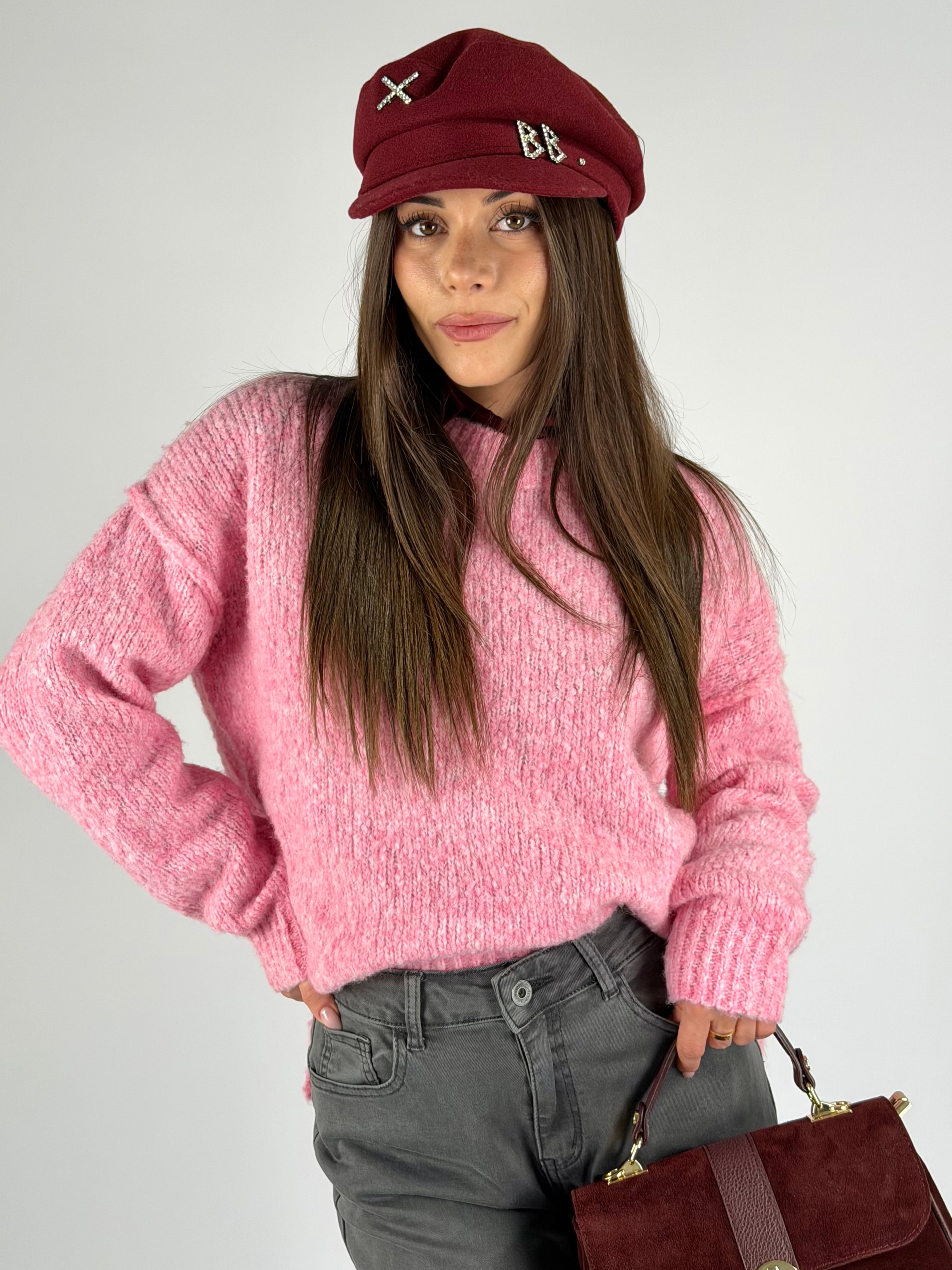 Maglia mélange rosa