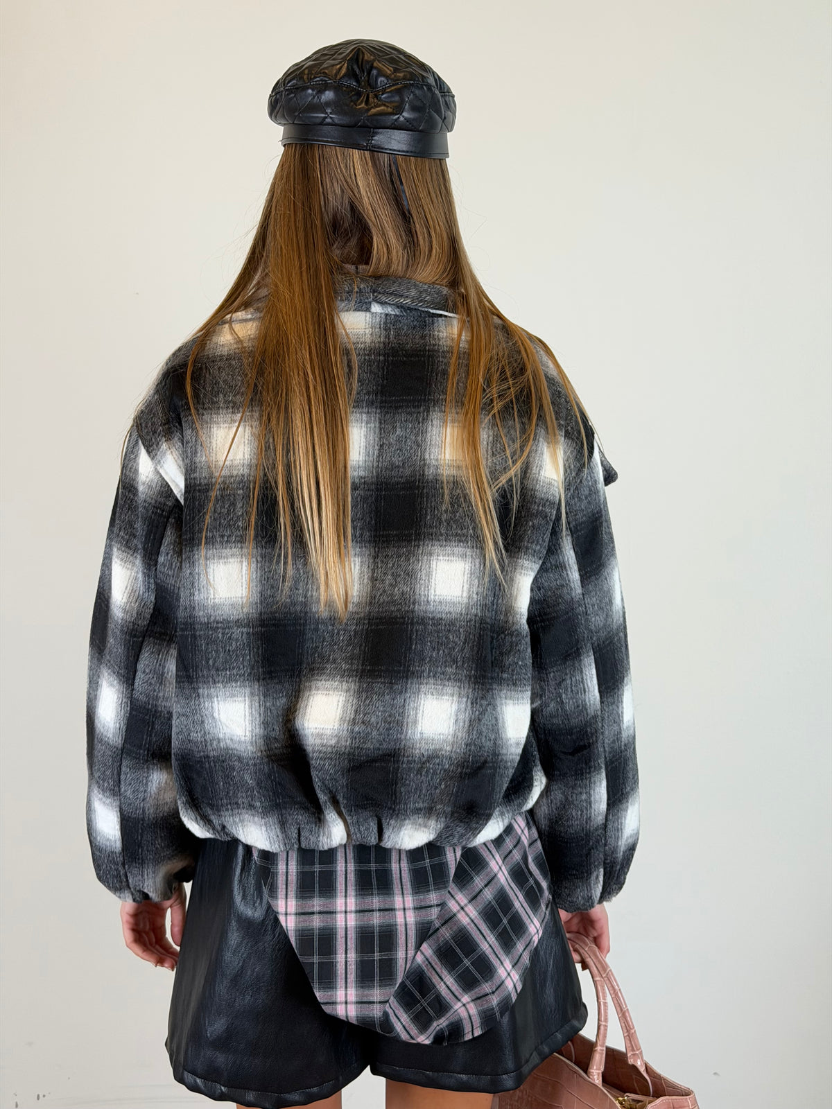 Cappotto check nero