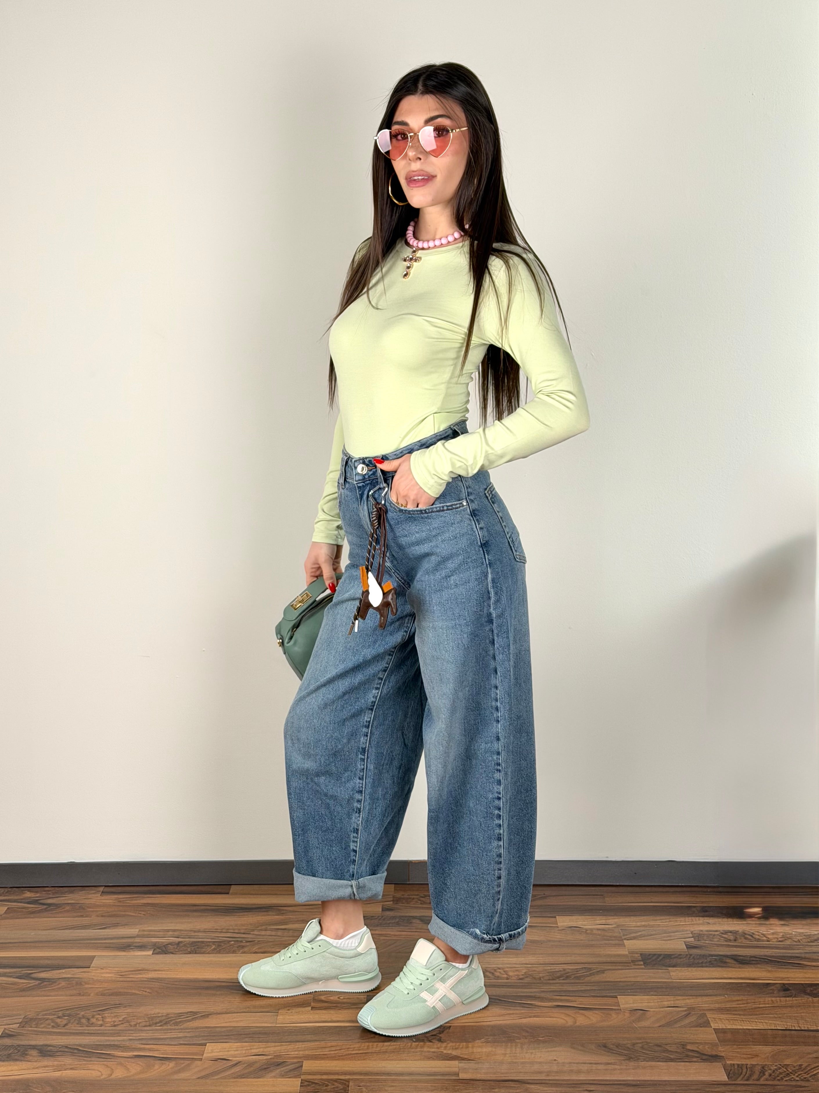 Maglia basic verde salvia