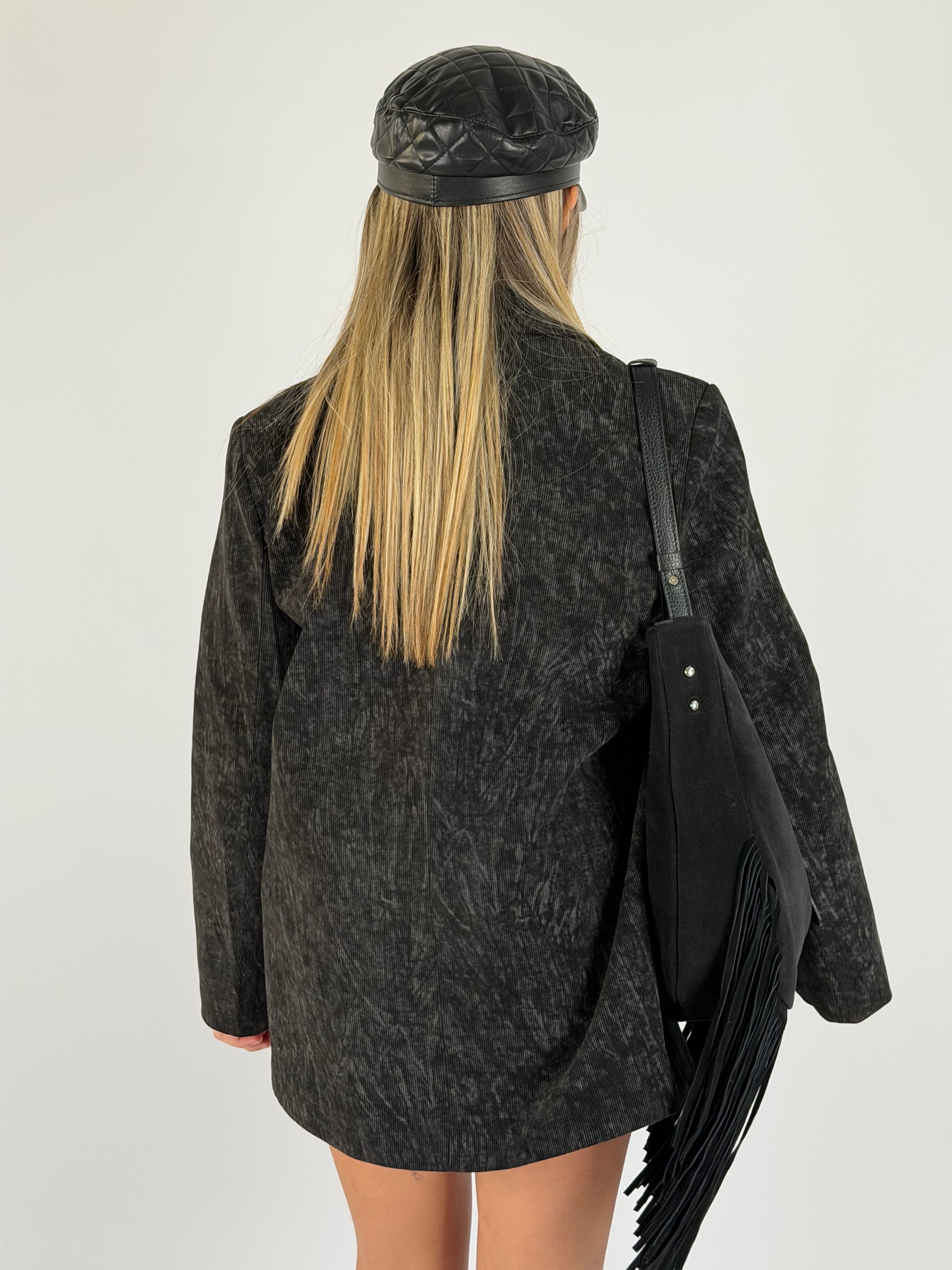 Giacca spilla maxi rosa nera