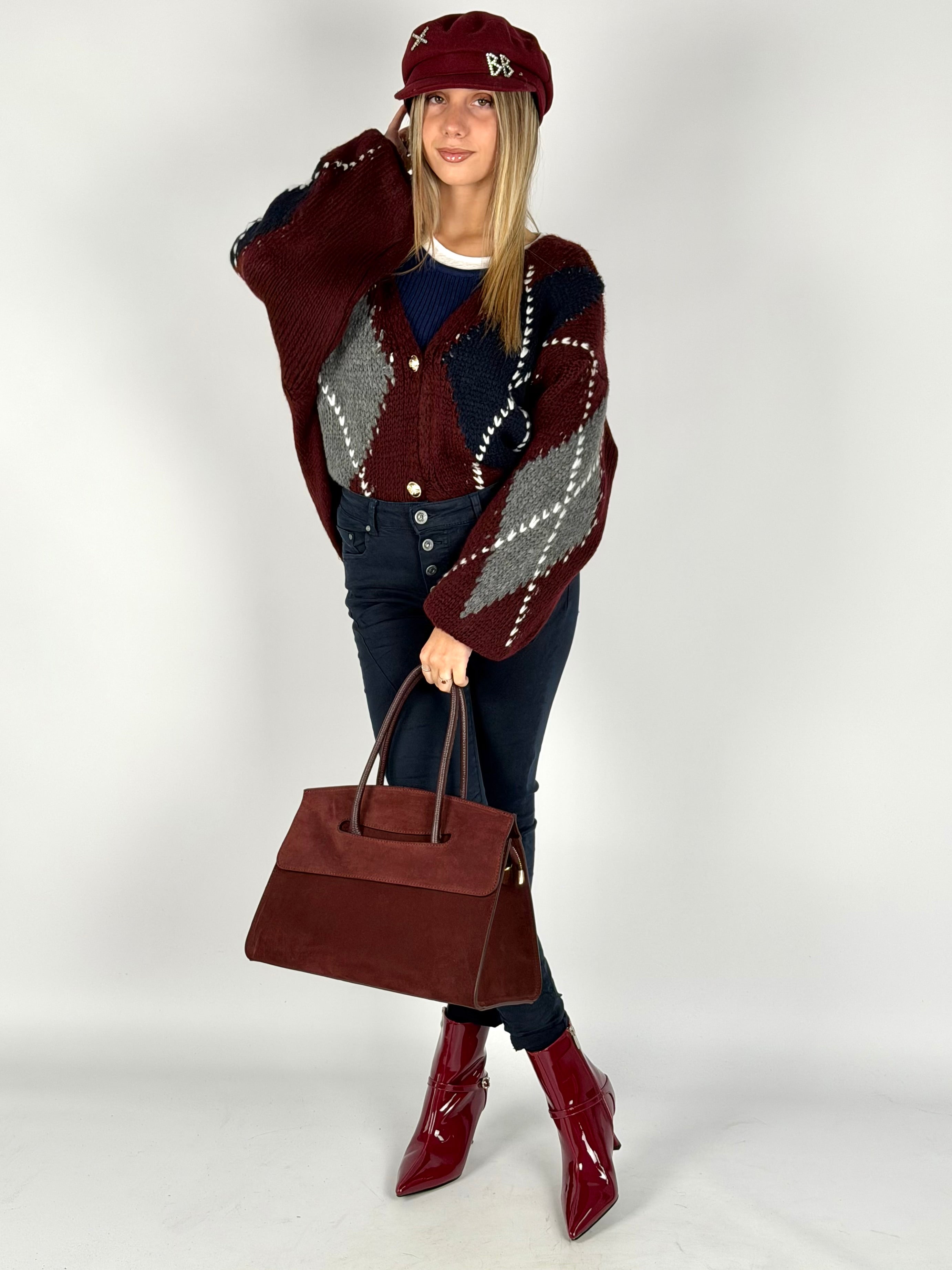 Cardigan Giove bordeaux