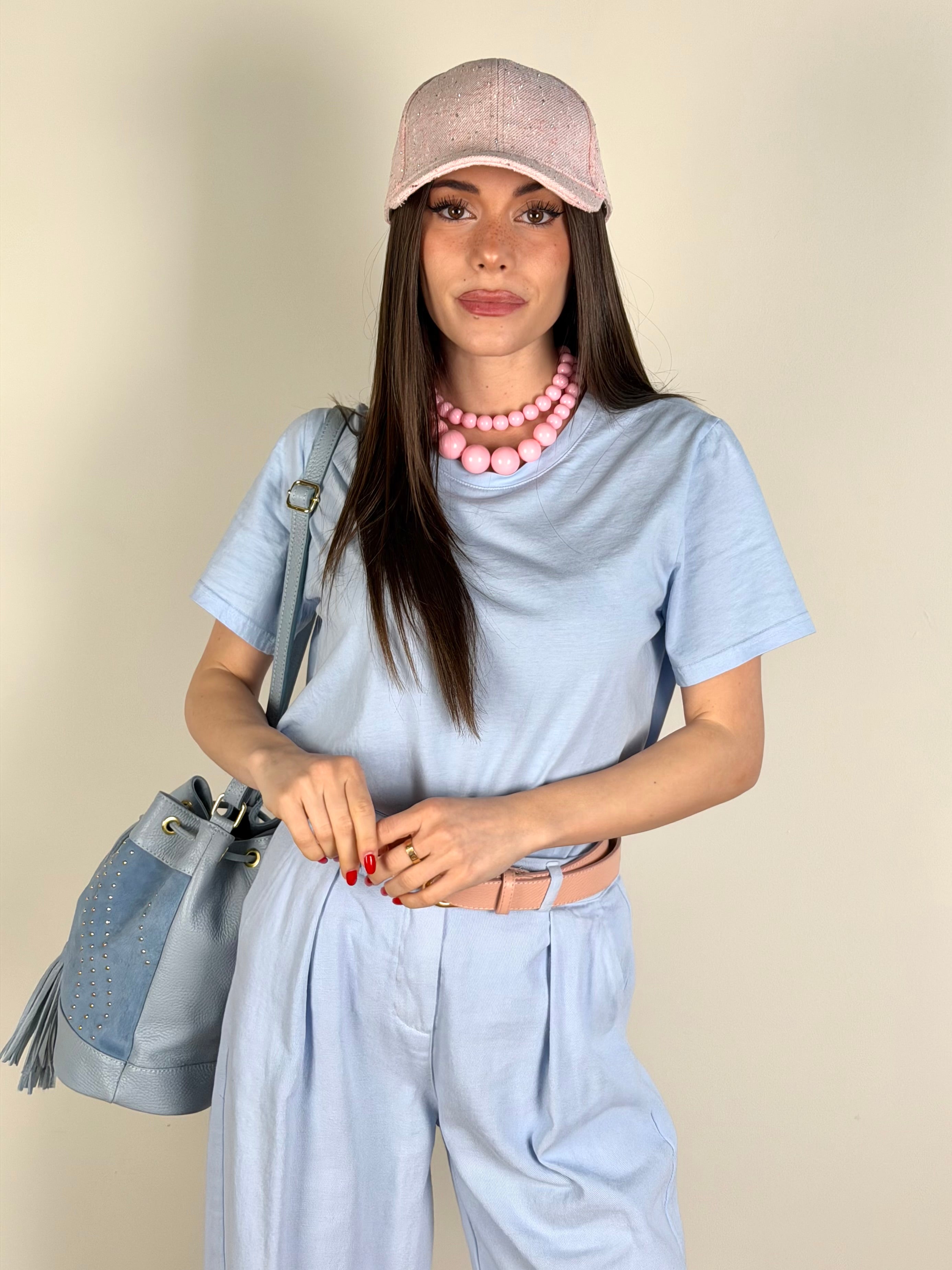 T-shirt monocolore celeste