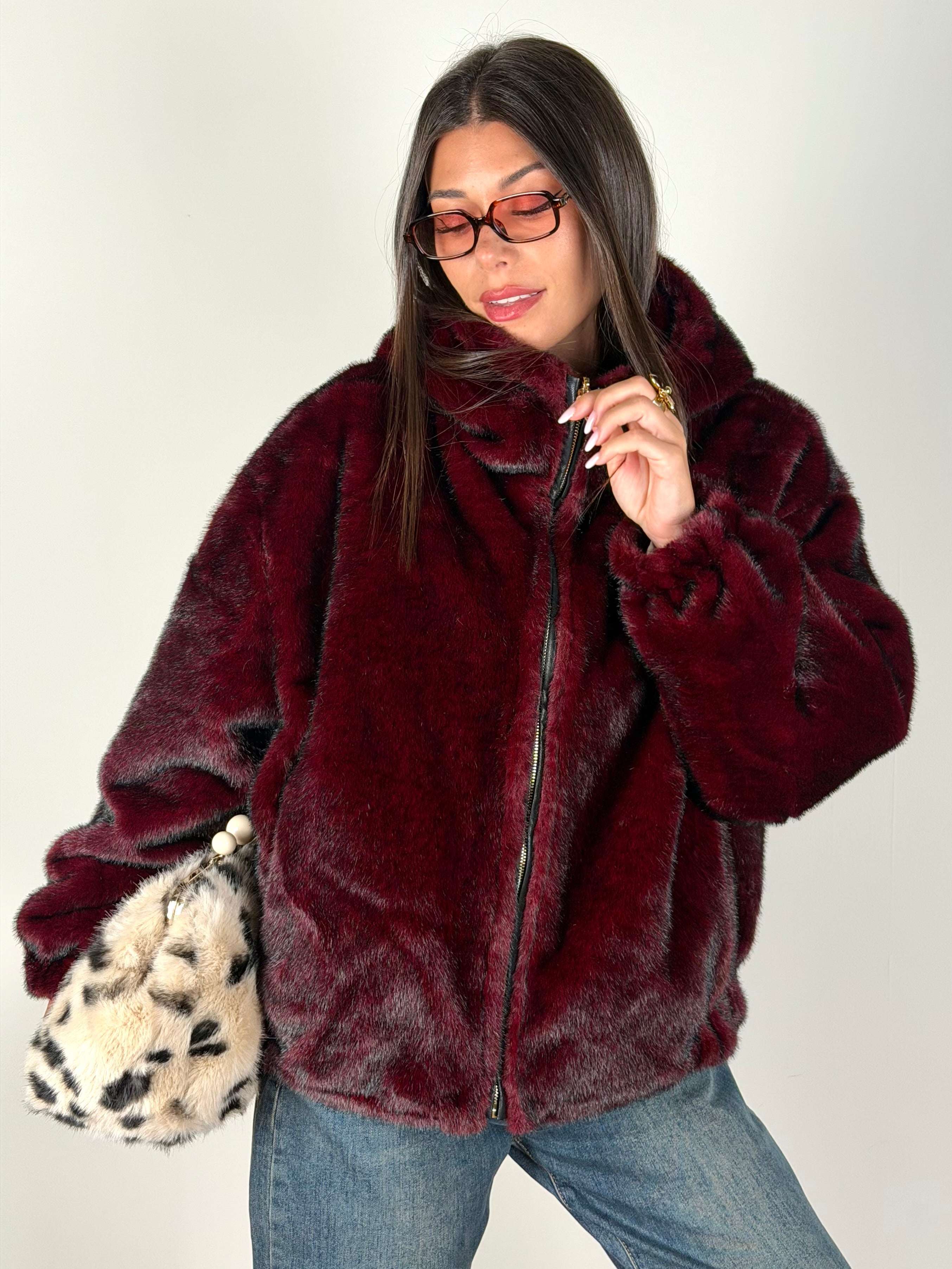 Pelliccia reversibile bordeaux