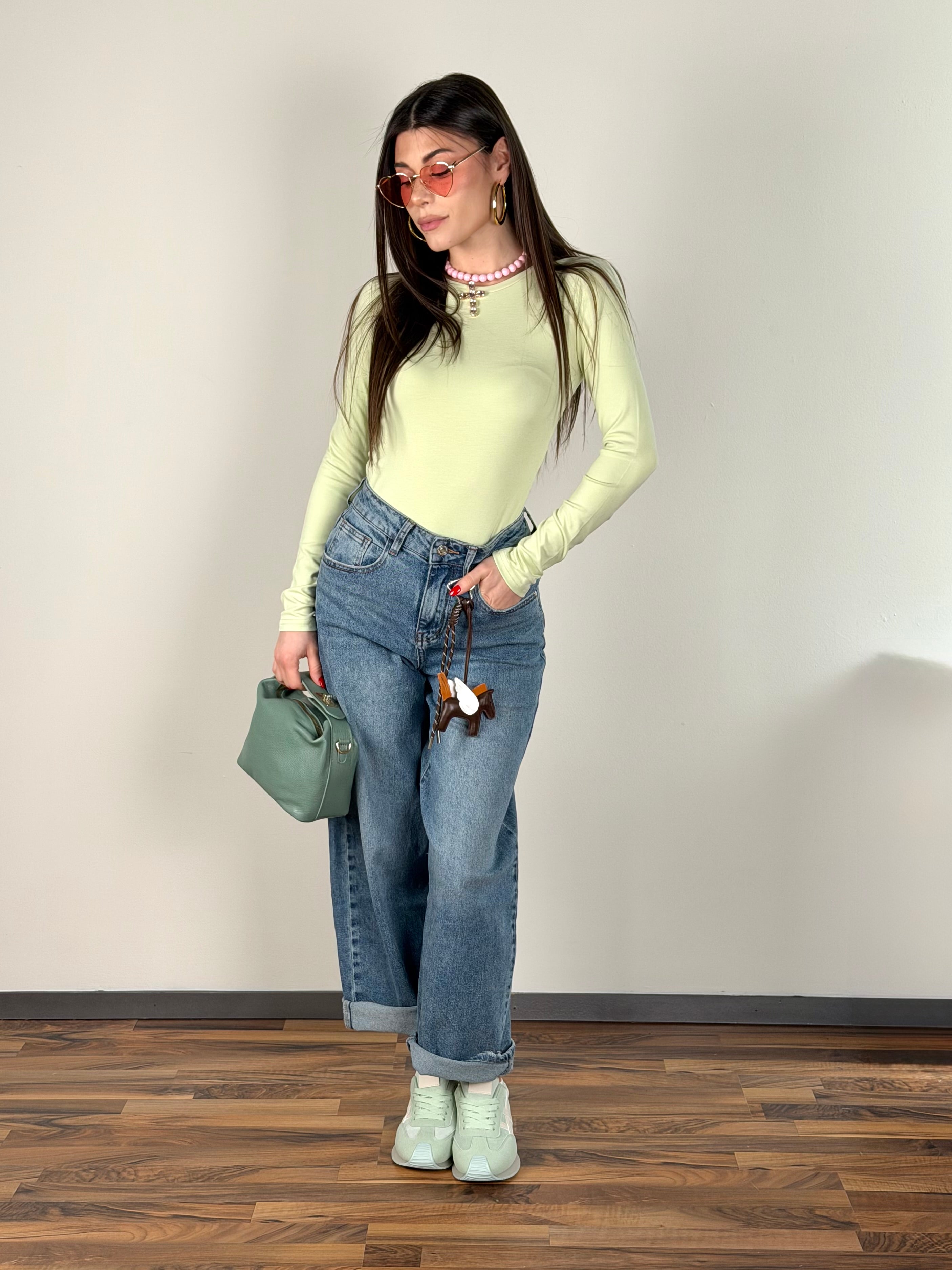 Maglia basic verde salvia