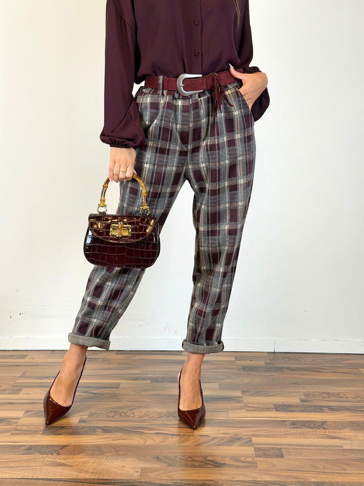 Pantalone British bordeaux