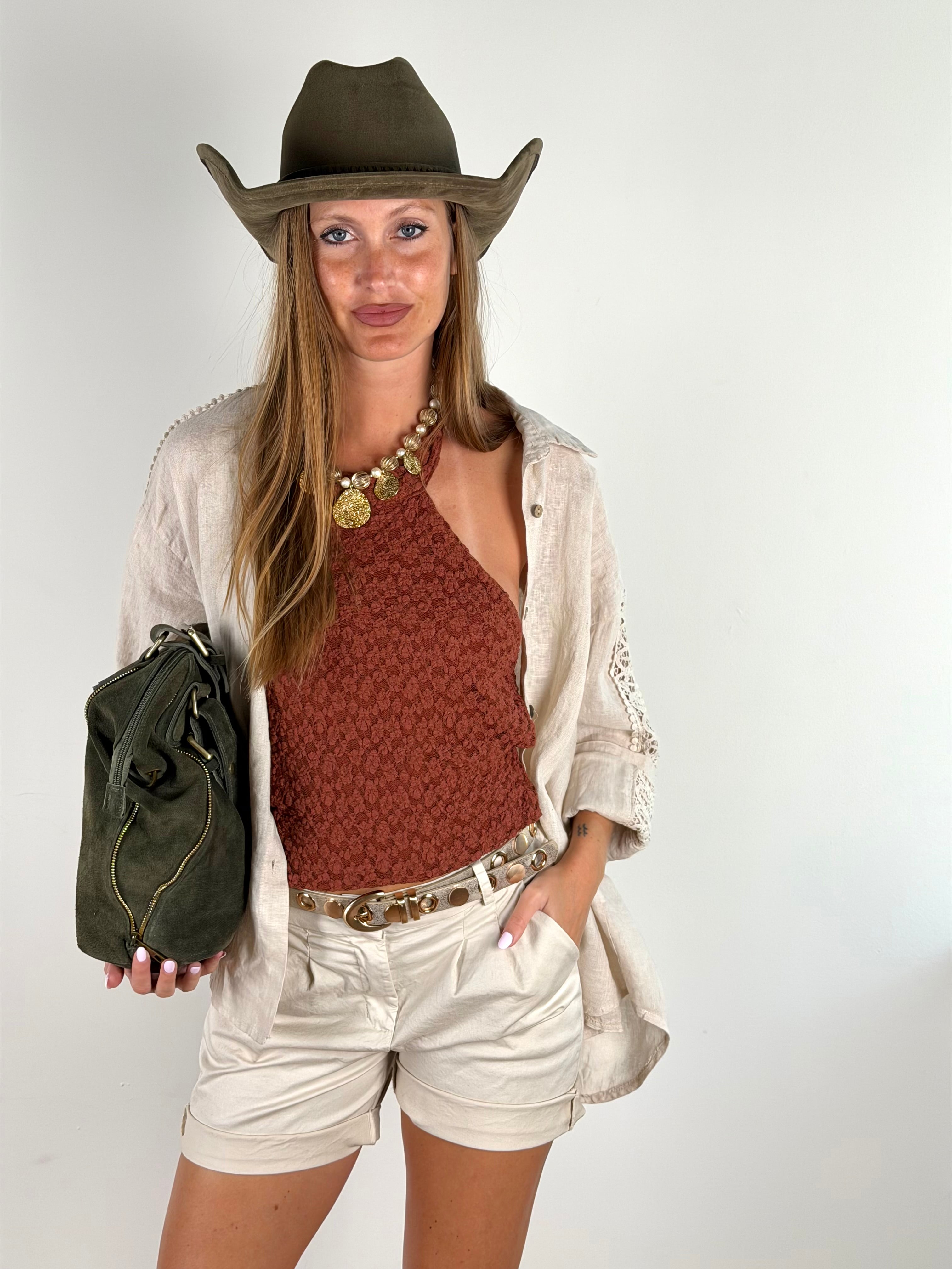 Camicia puro lino Valentine beige