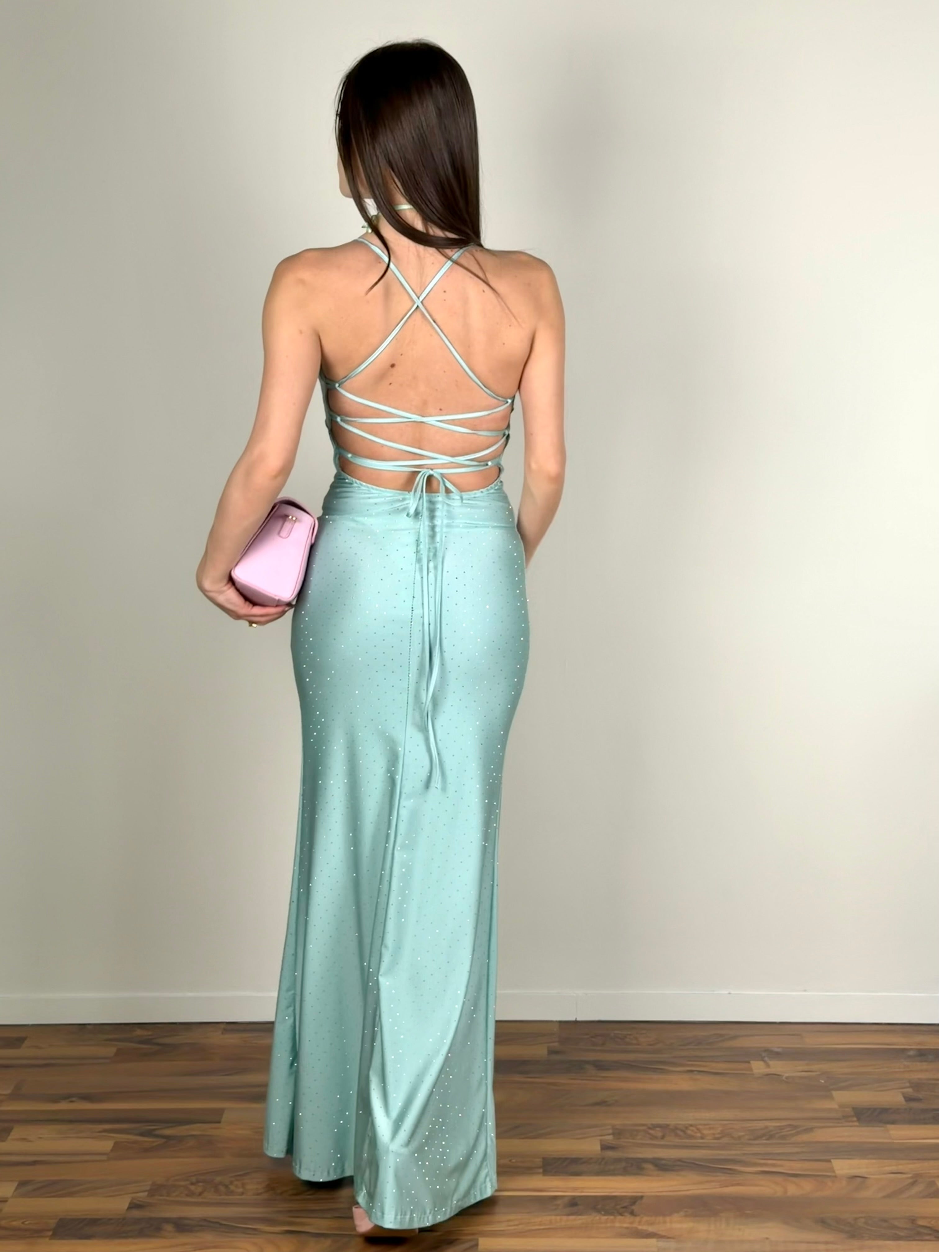 Abito incrocio schiena verde