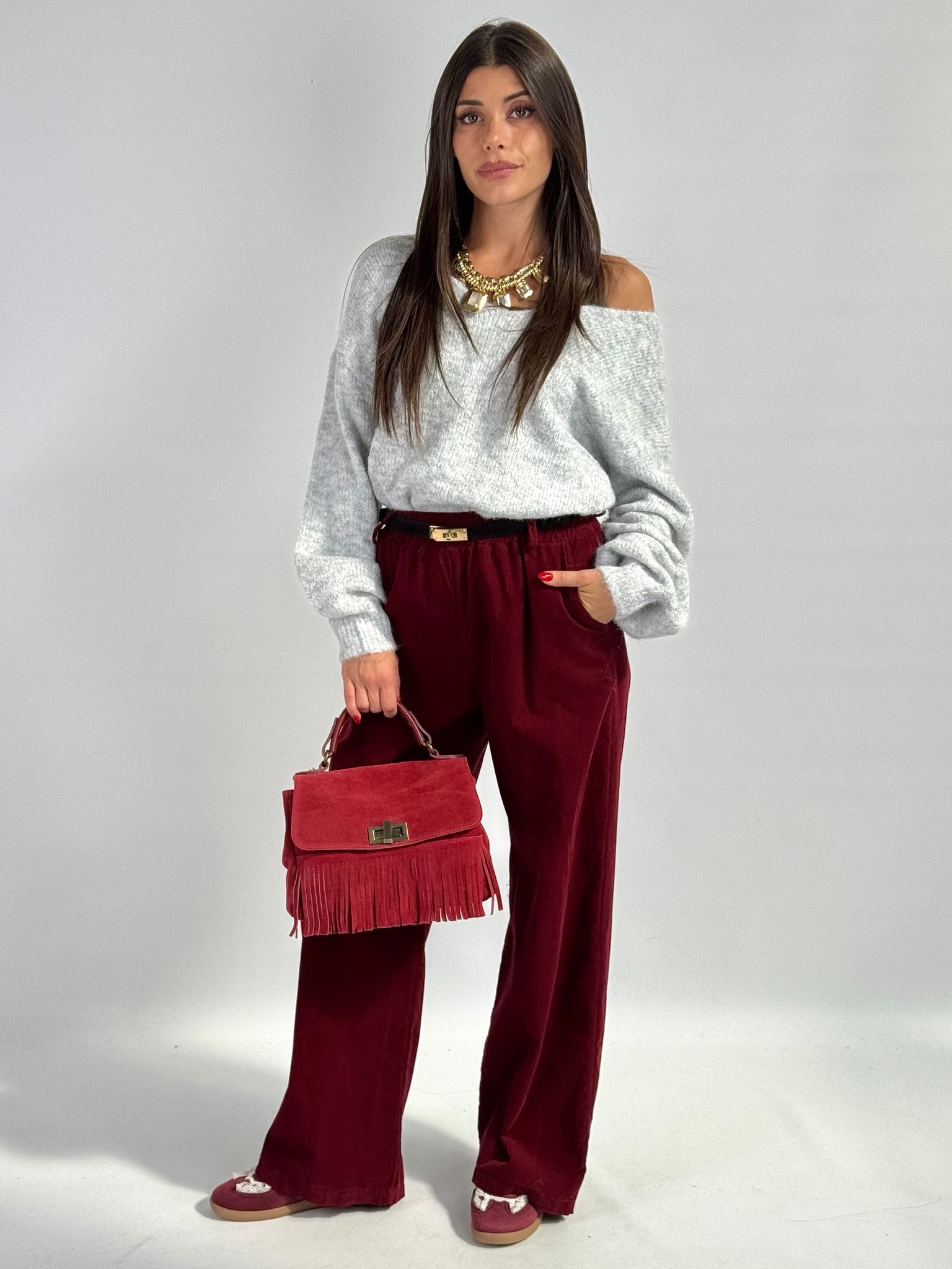 Maglioncino fiocco grigio