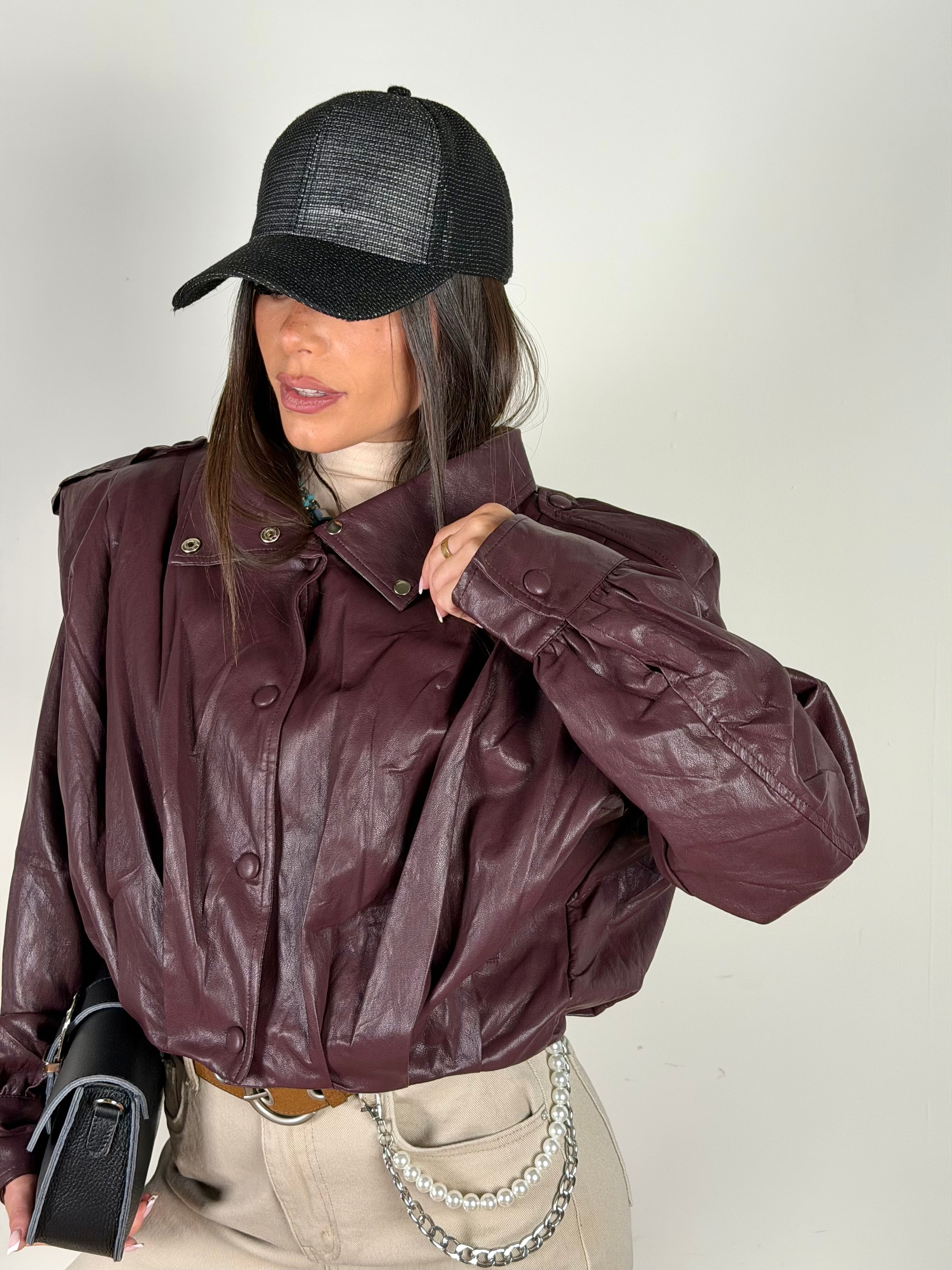 Bomber ecopelle London bordeaux