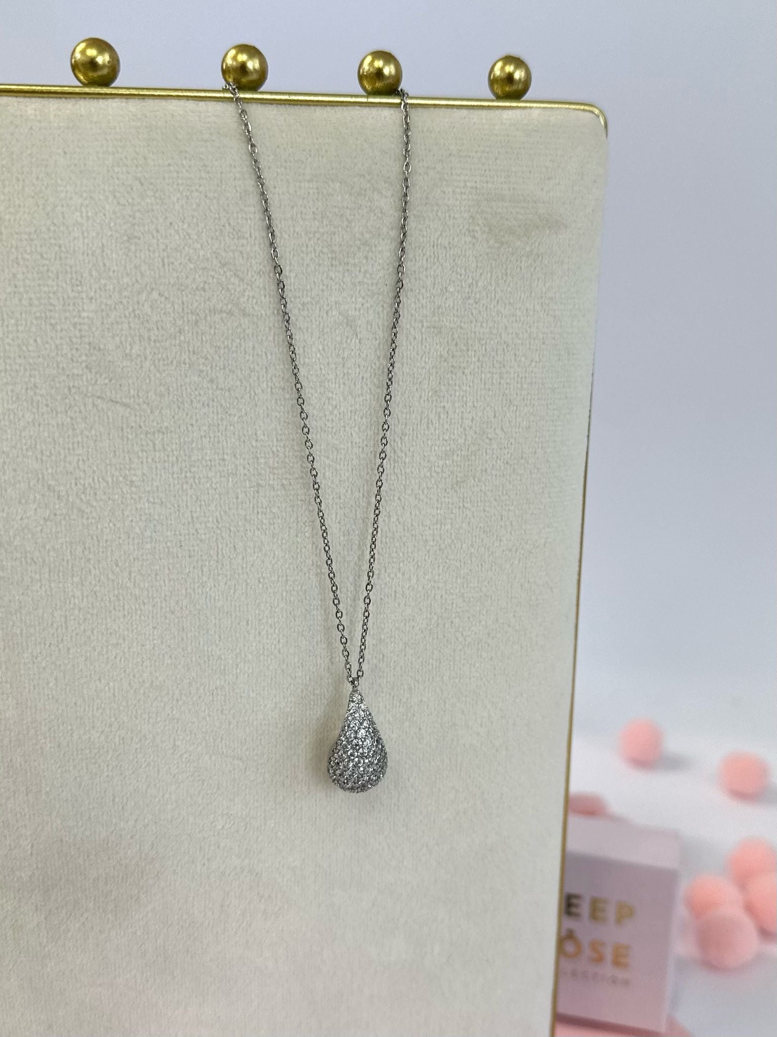 Collana maxi goccia zirconata