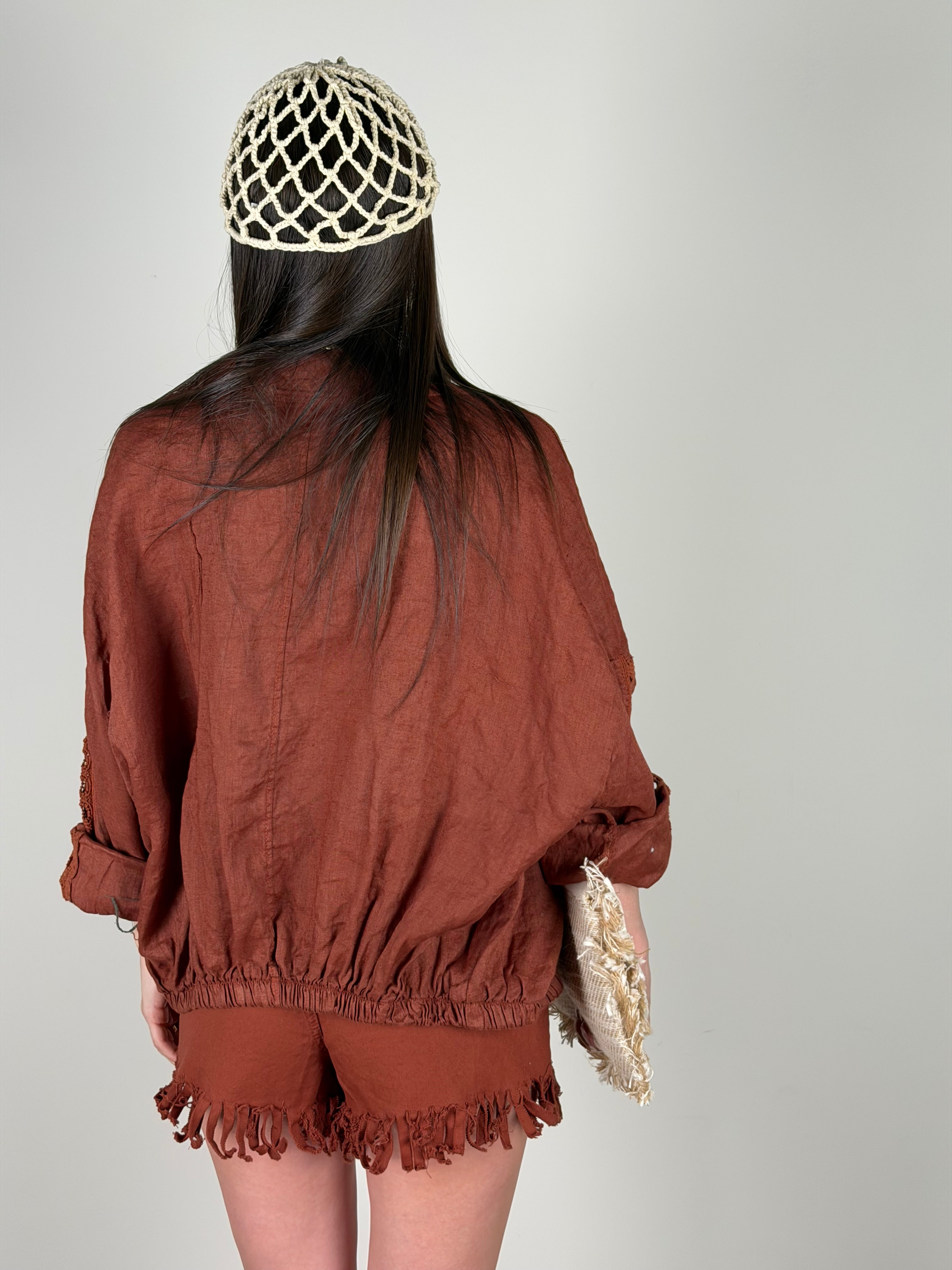 Camicia puro lino Mediterranea coccio