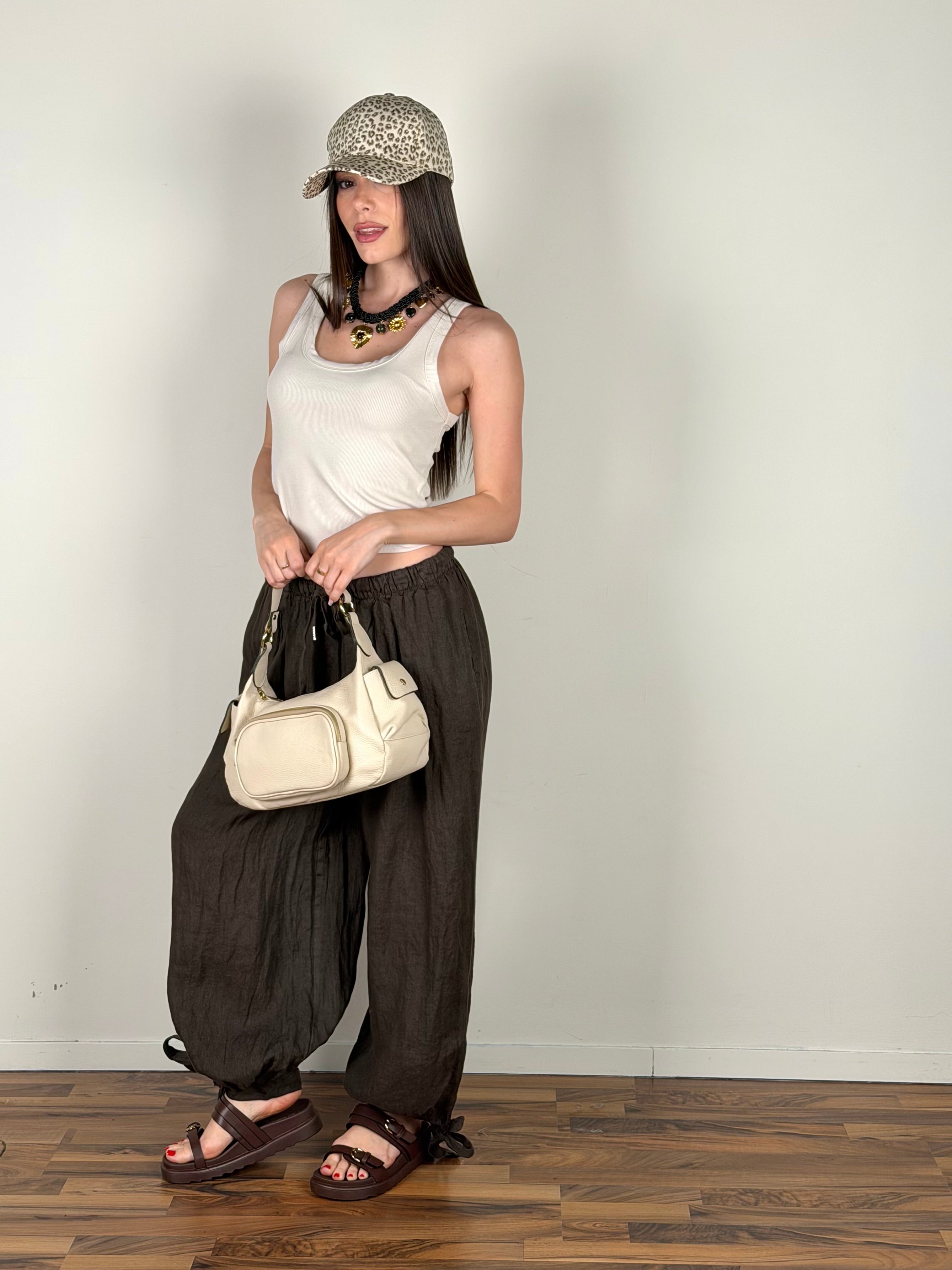 Pantalone Lino Rum moro