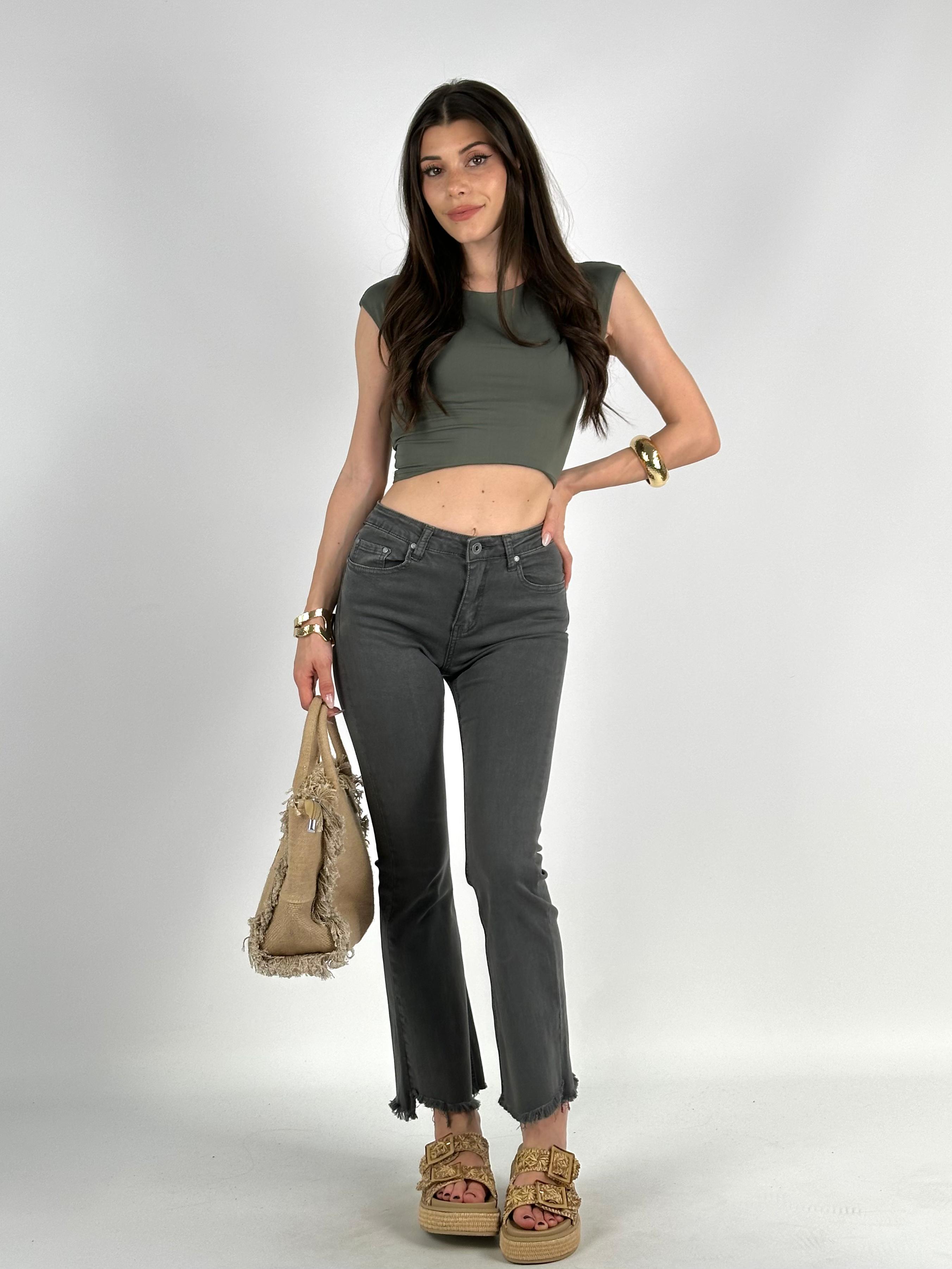 Jeans denim day sfrangiato verde