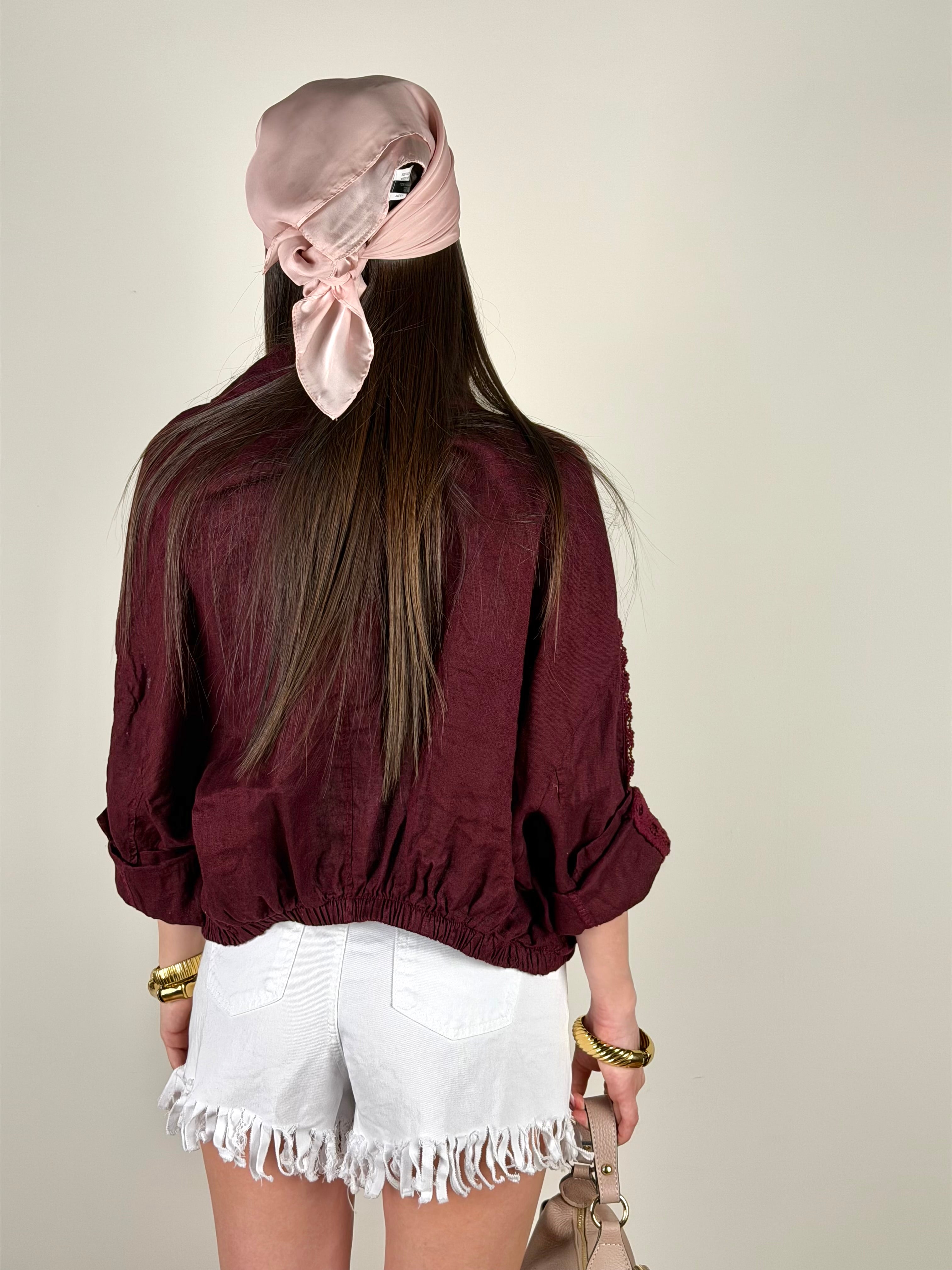 Camicia puro lino Mediterranea bordeaux