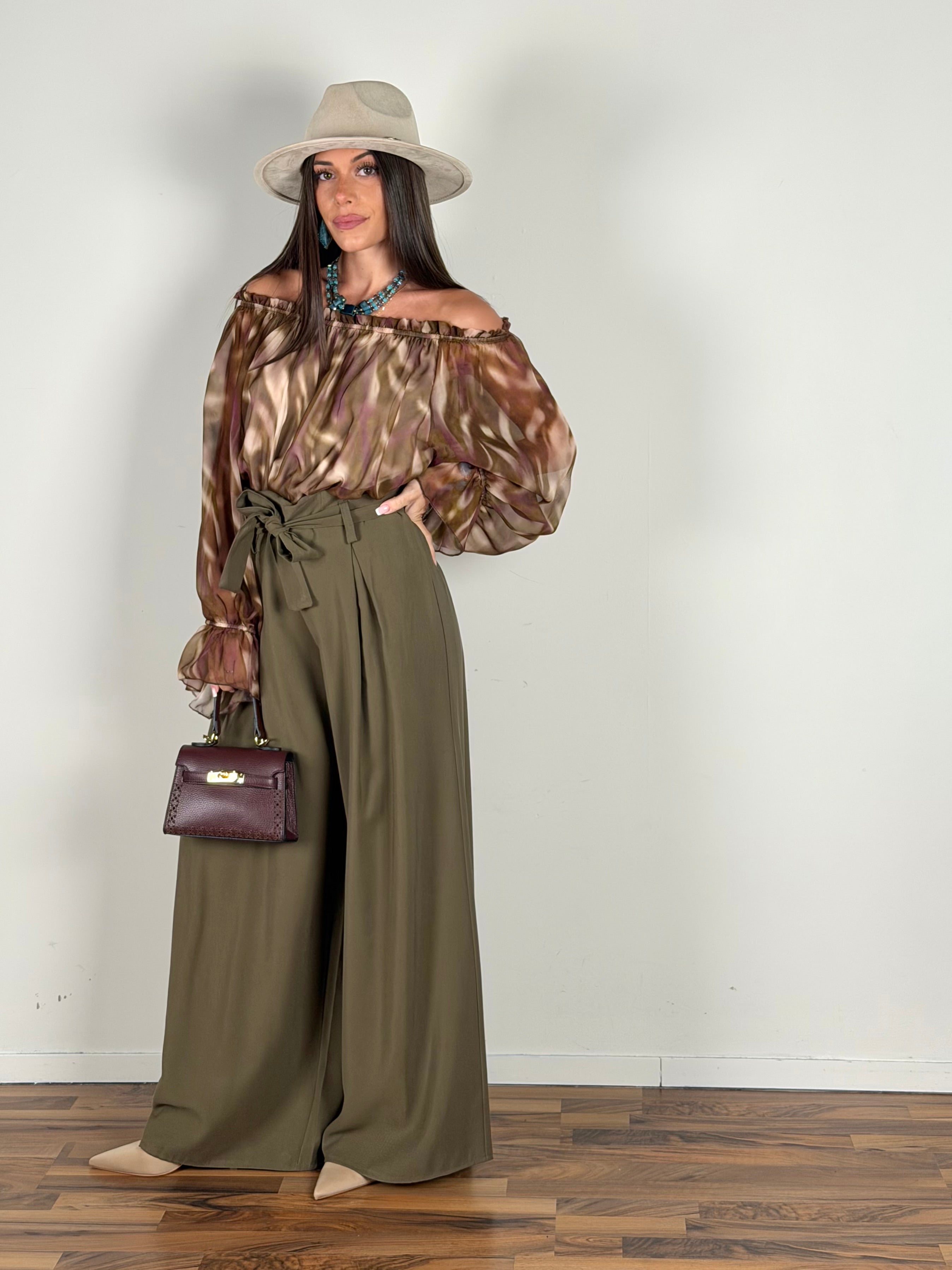 Camicia Milly verde/bordeaux