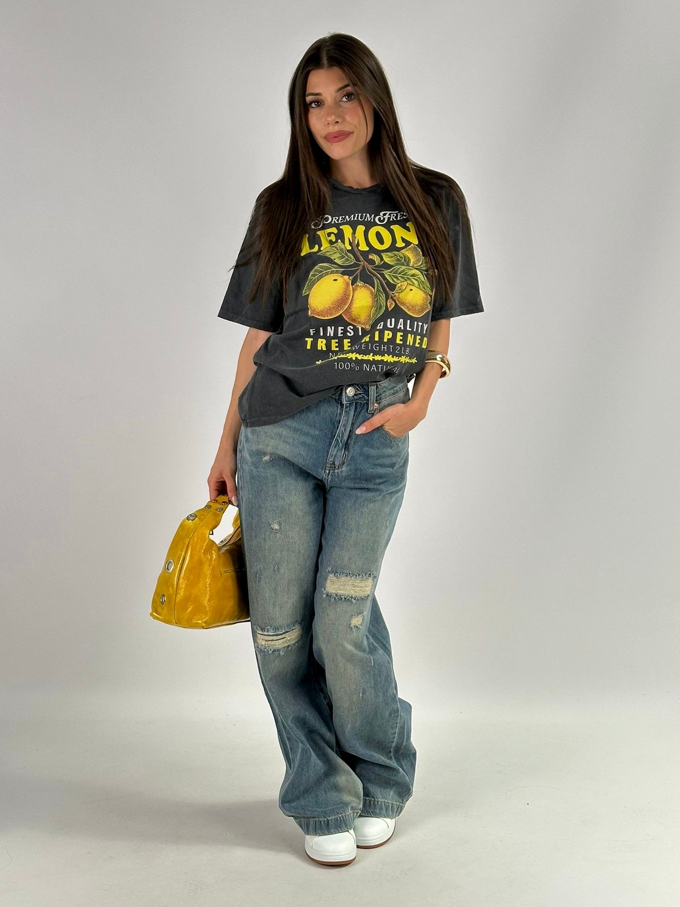T-shirt premium 100% cotone lemon nera