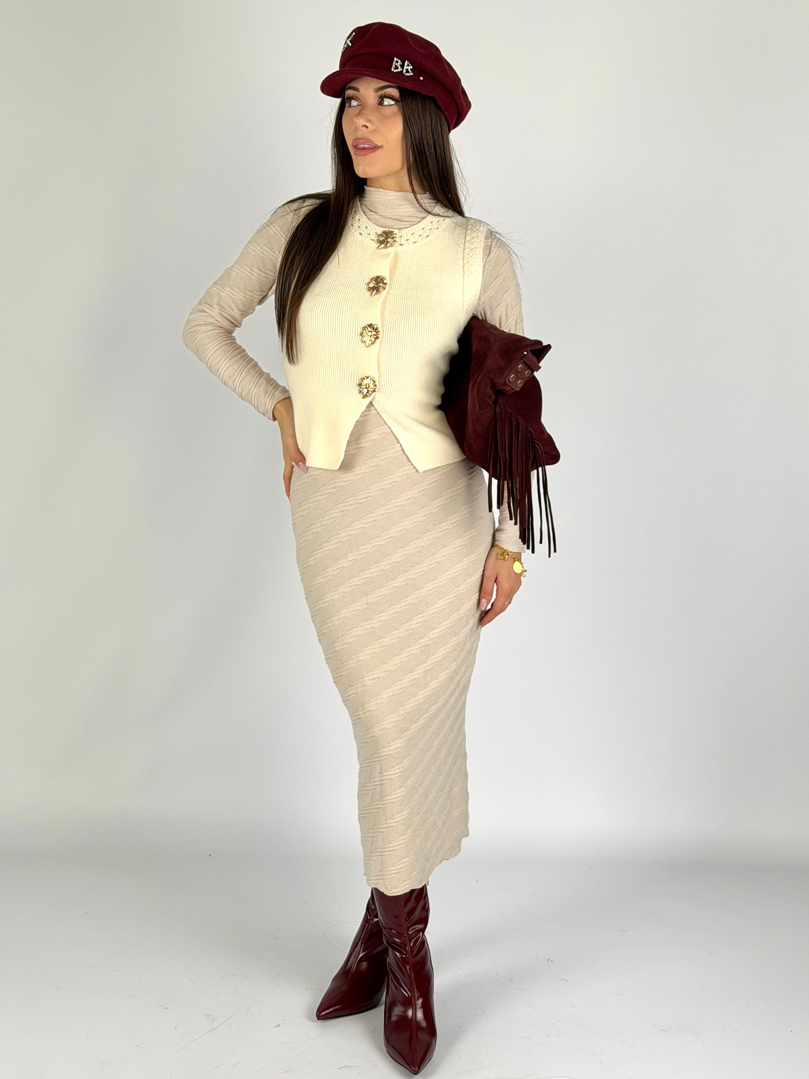 Gilet bottoni sweet beige