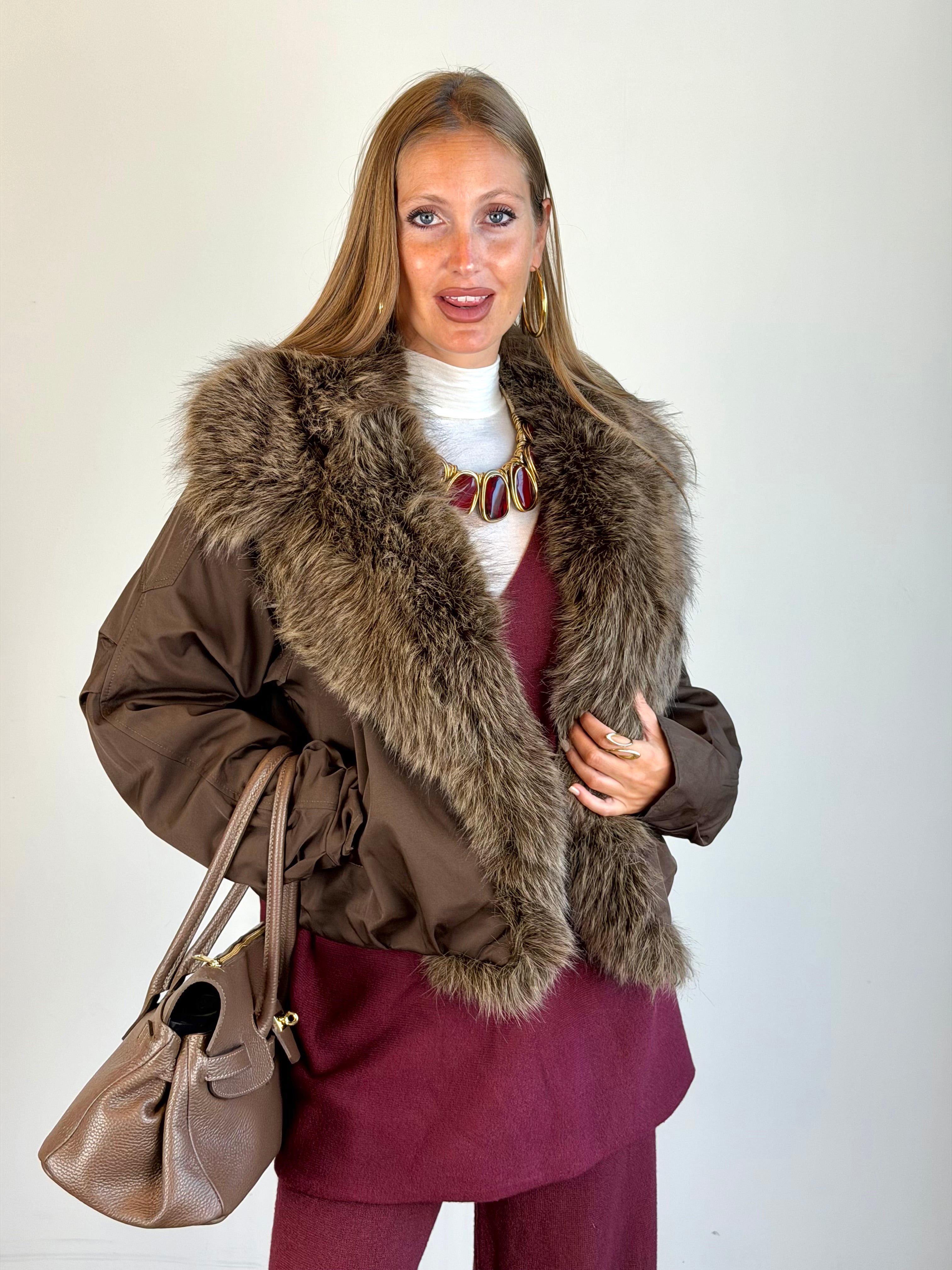 Piumino ecopelliccia Zoe moro