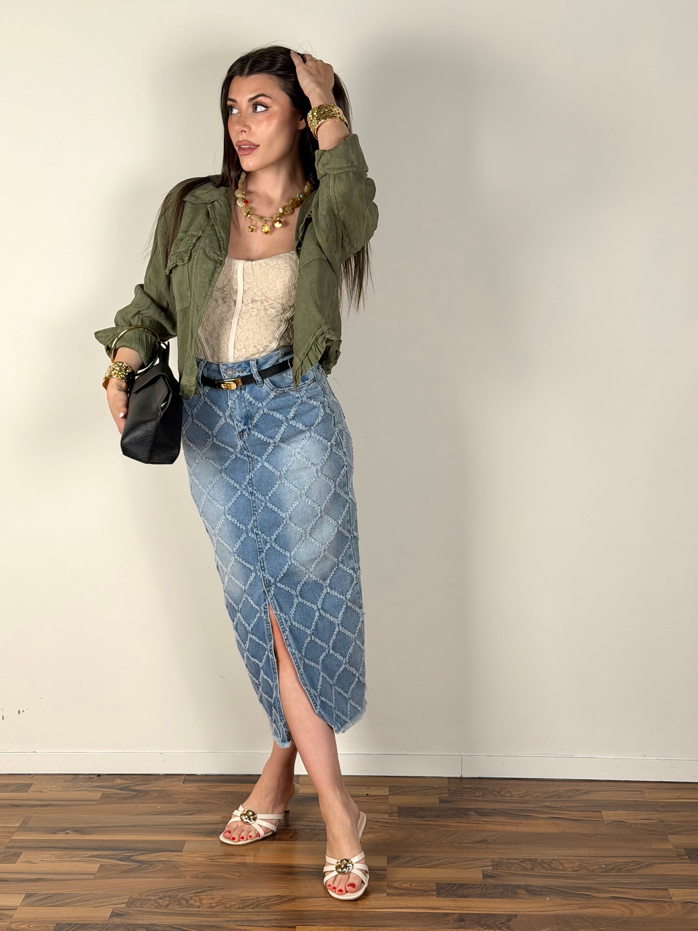 Camicia puro lino Glamour verde