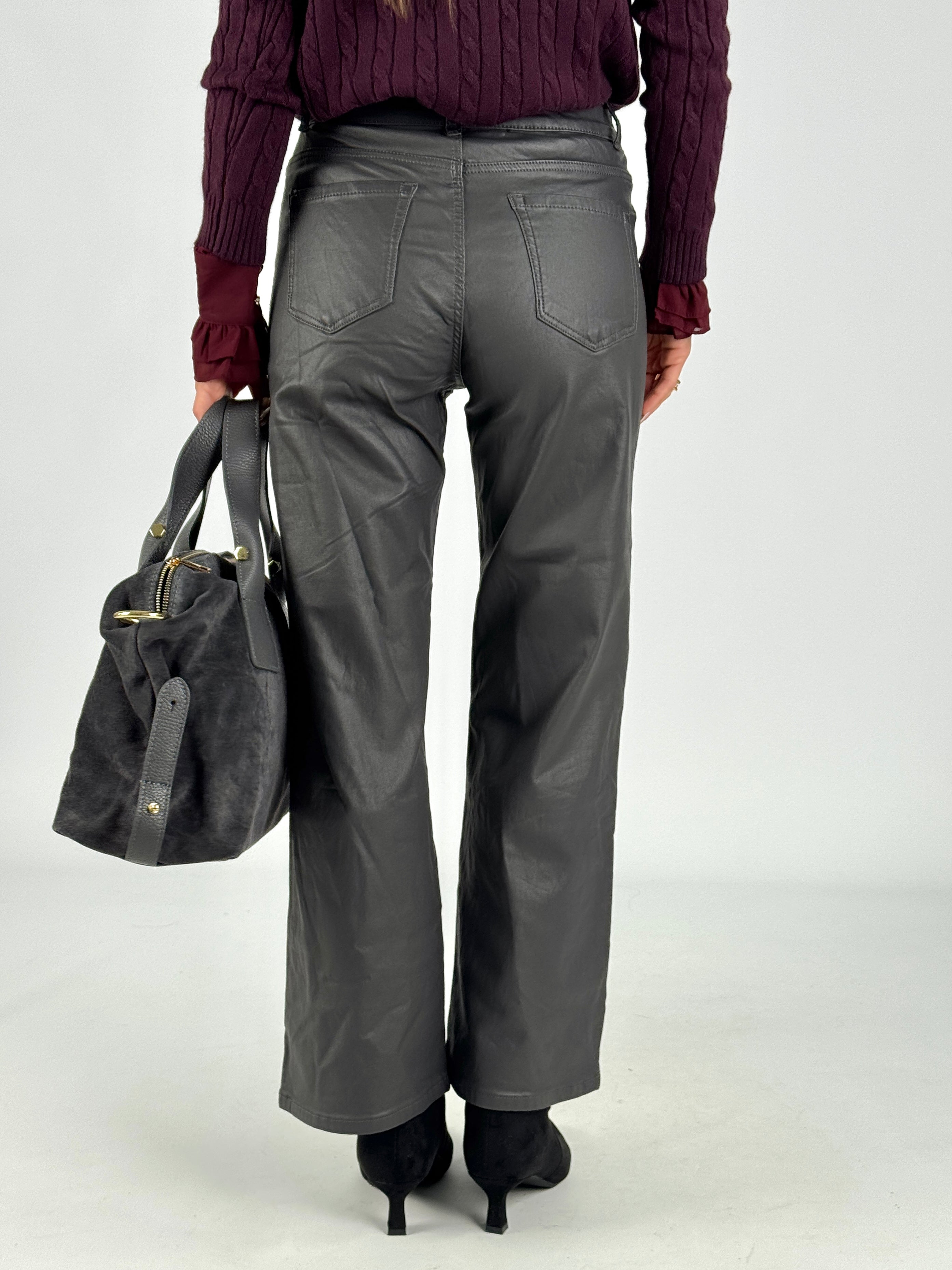 Pantalone in ecopelle Vicy grigio