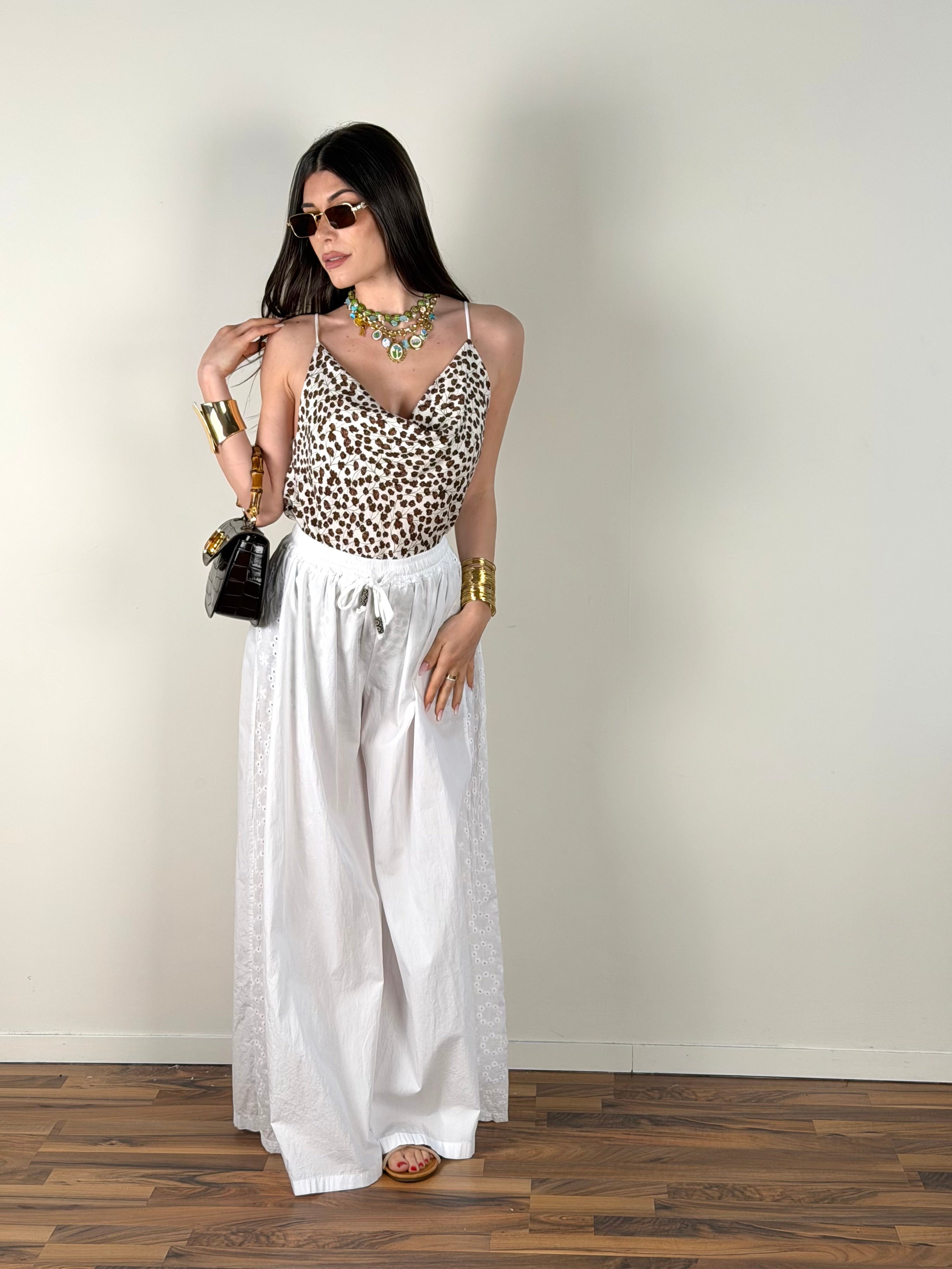 Pantalone colors pizzo sangallo bianco