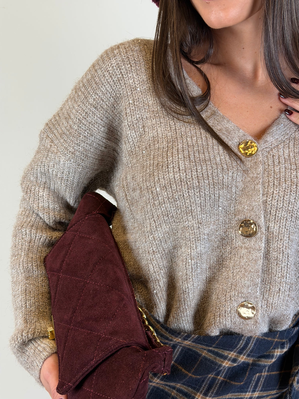 Maglia Cardigan Icy fango