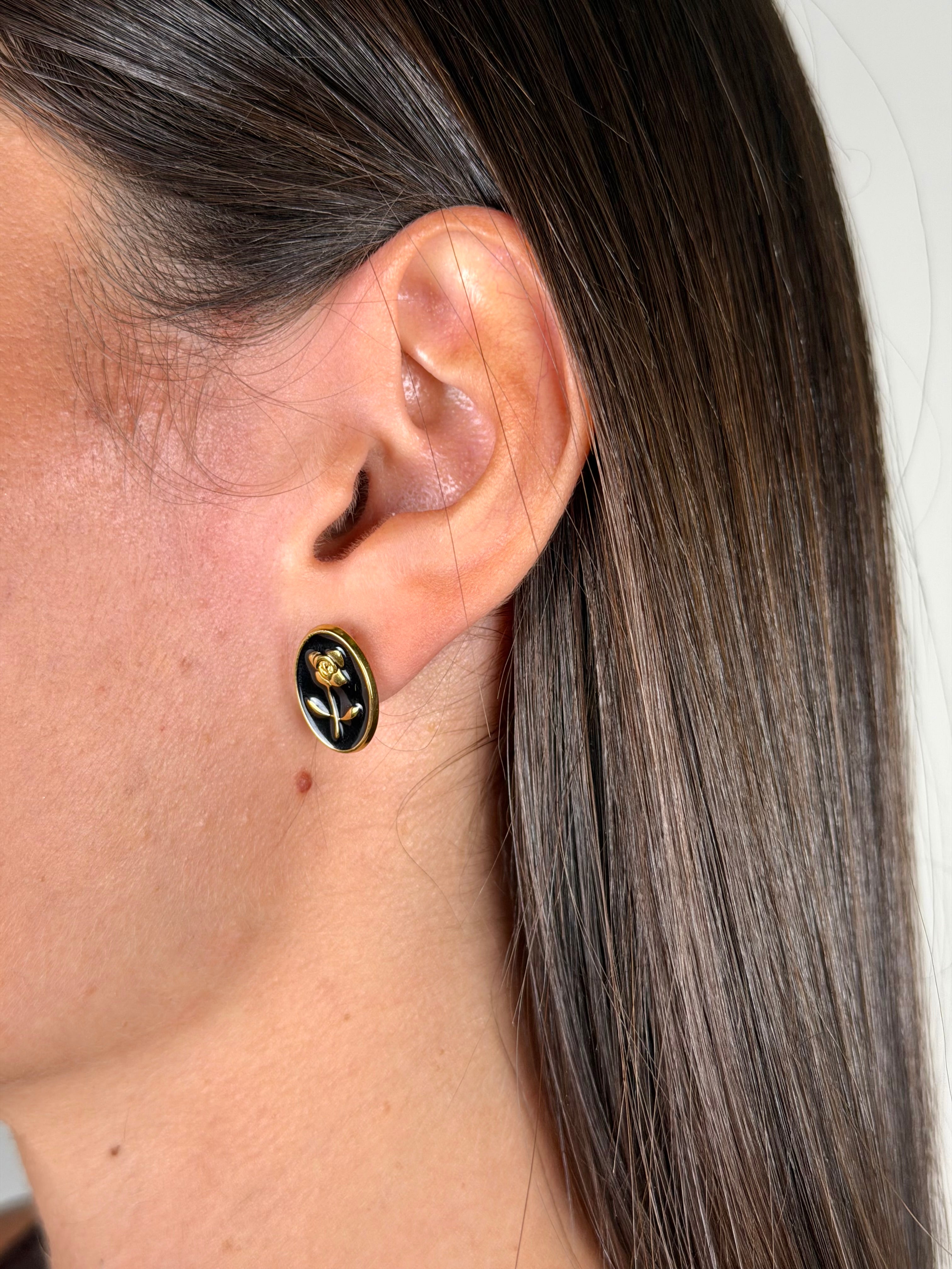Orecchini fiore nero  - collezione passion