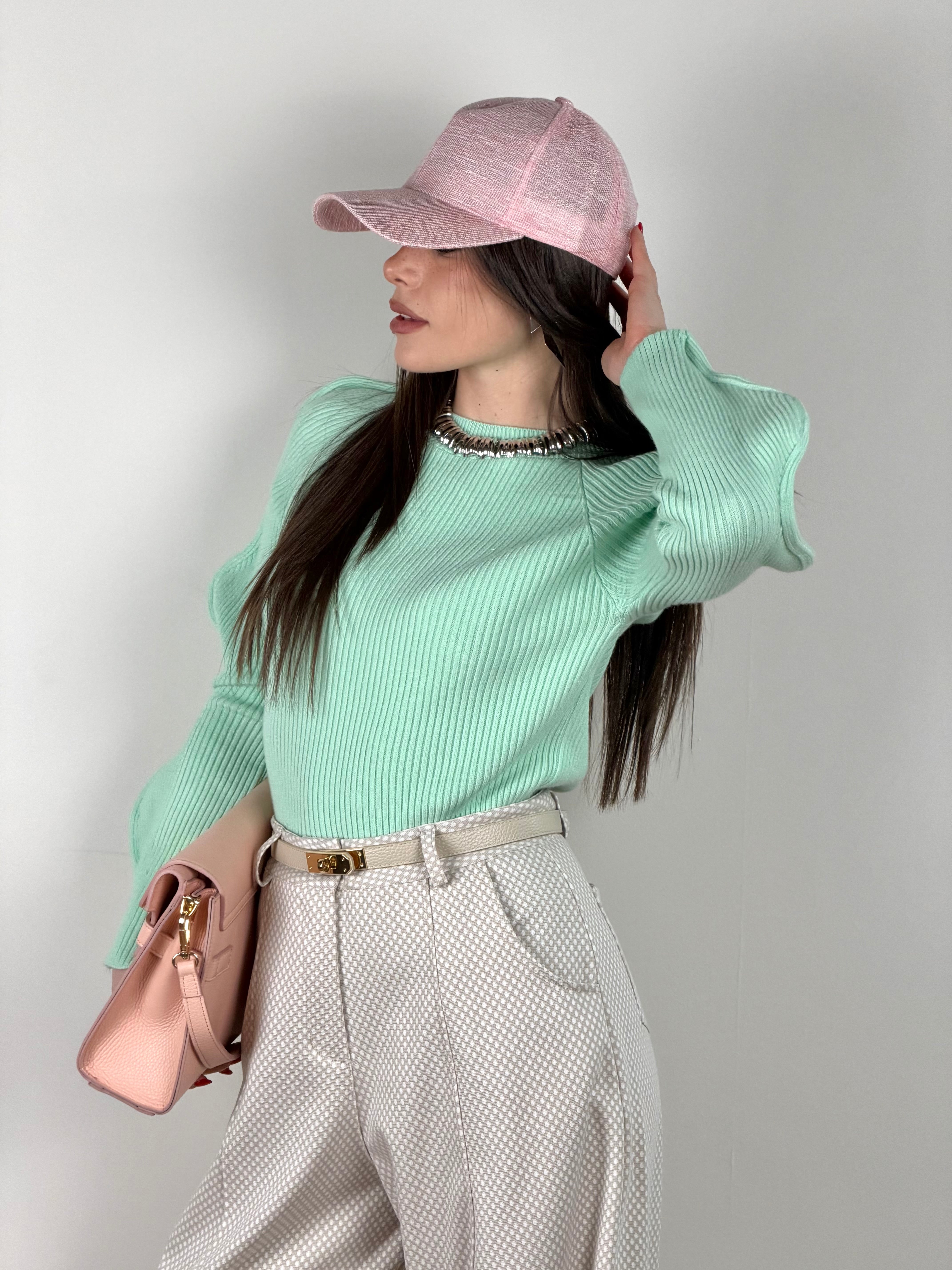 Maglia onde verde salvia