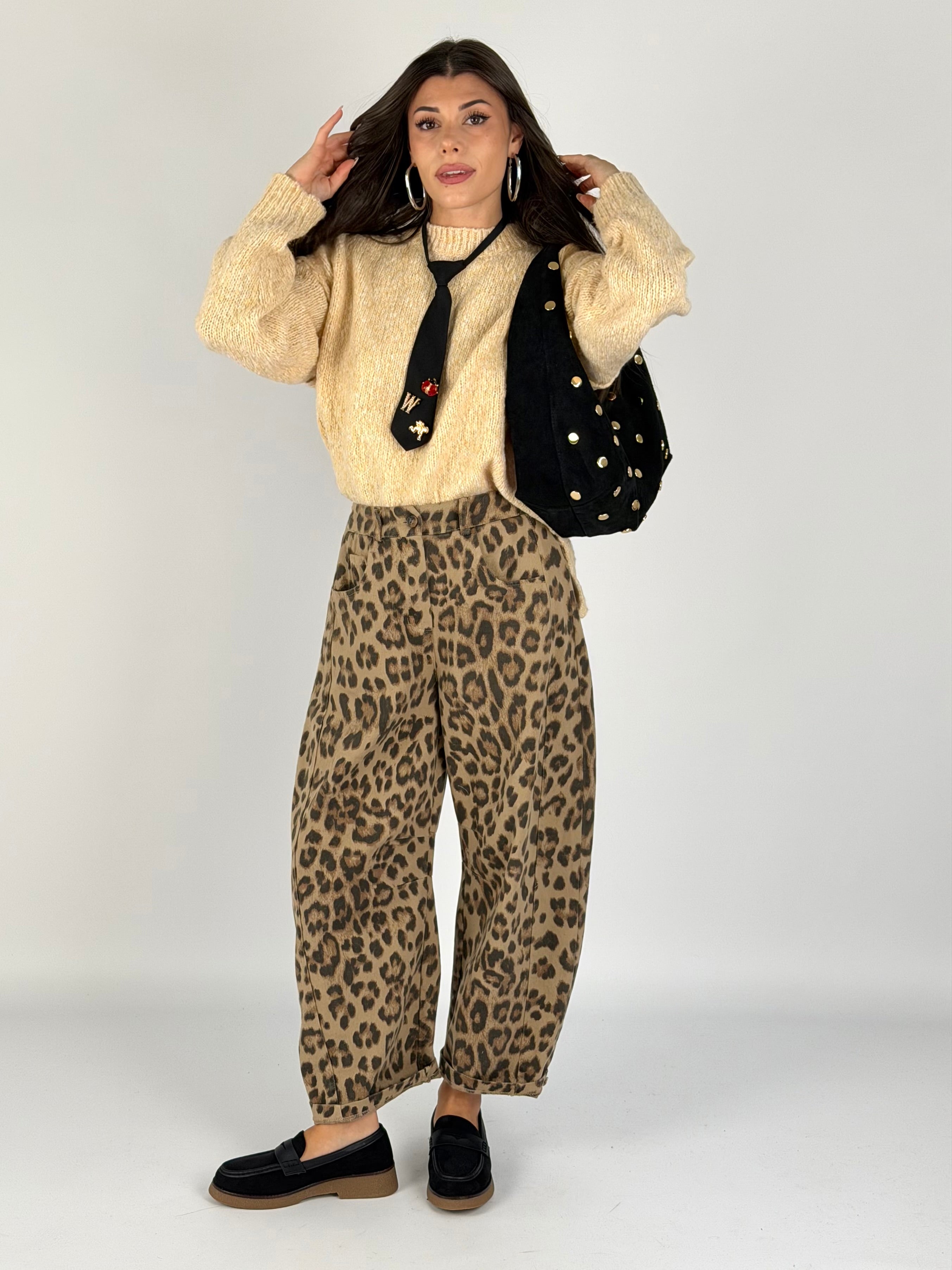 Pantalone Leopard tabacco