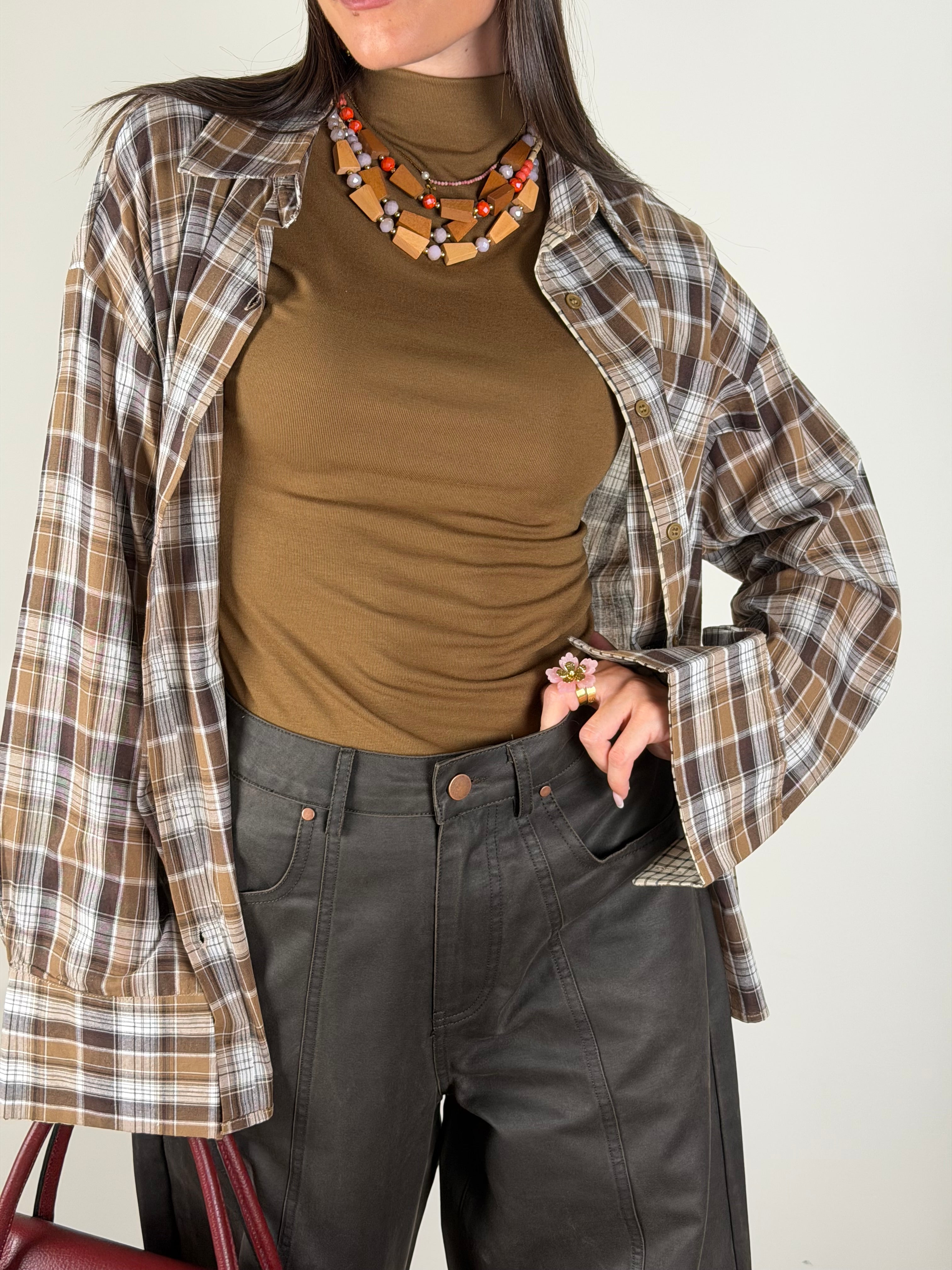 Camicia Check fango