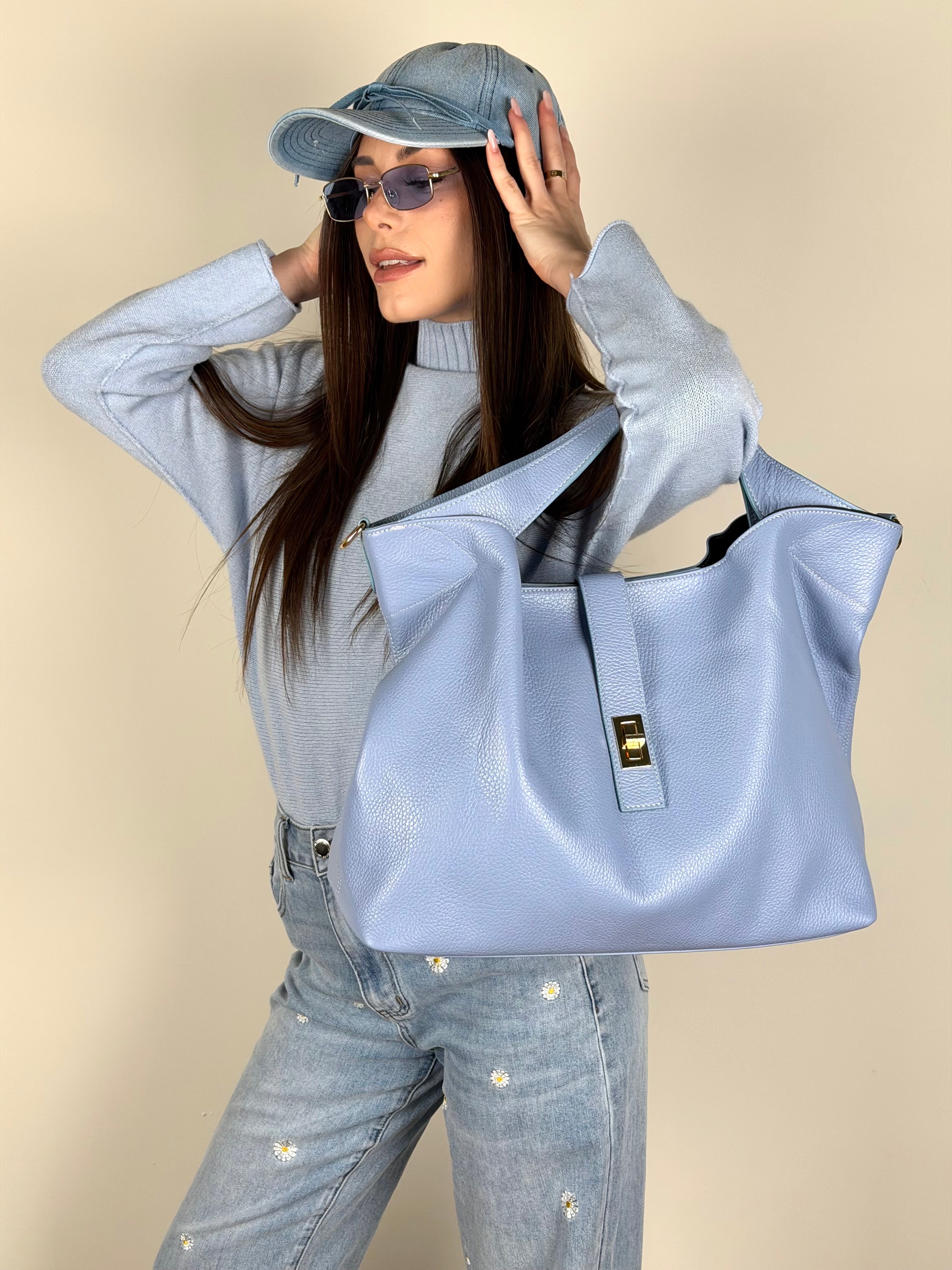 Maglia Margherita celeste