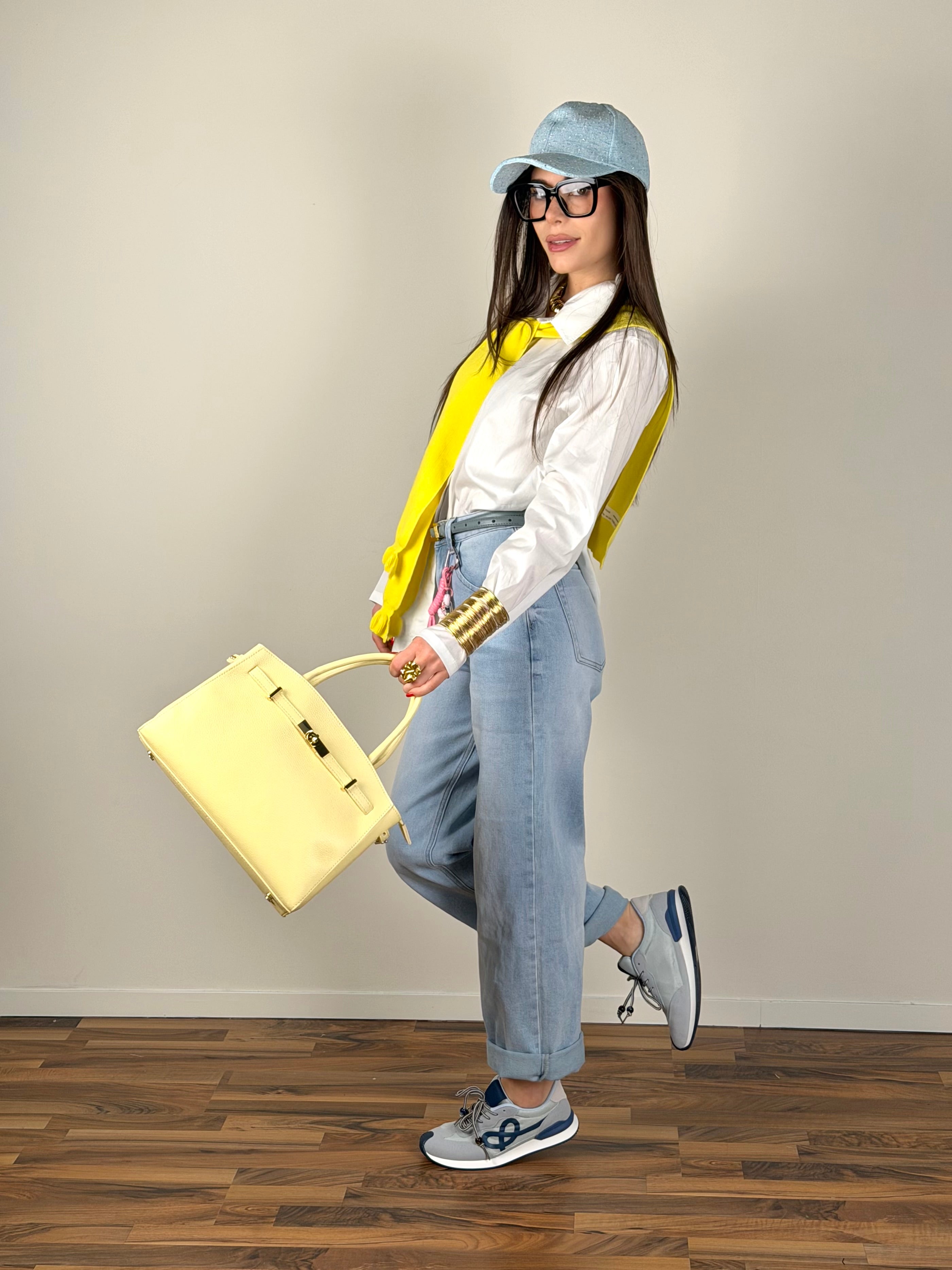 Camicia cotone + maglioncino gialla