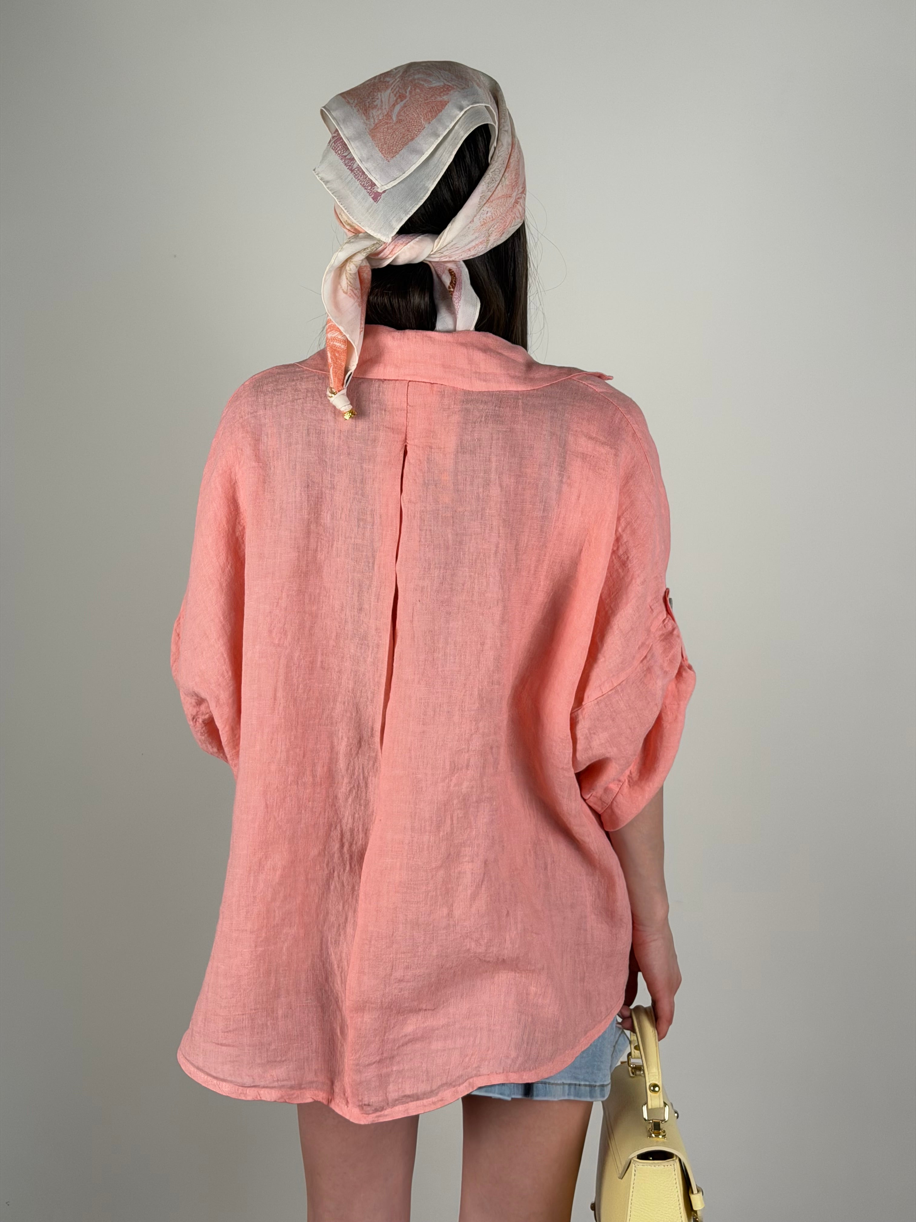 Camicia Sandy Puro Lino rosa/salmone