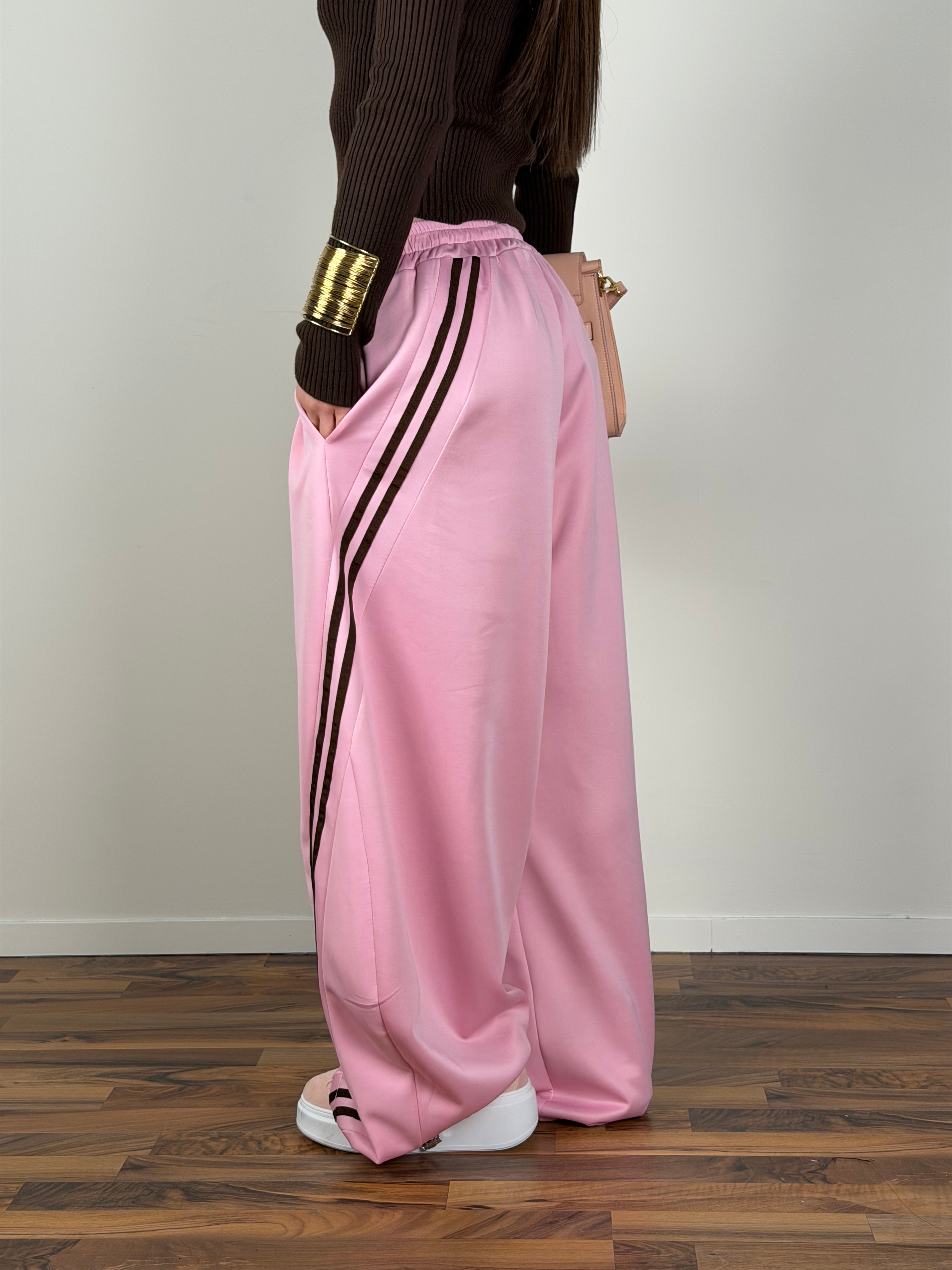 Pantalone tuta banda rosa