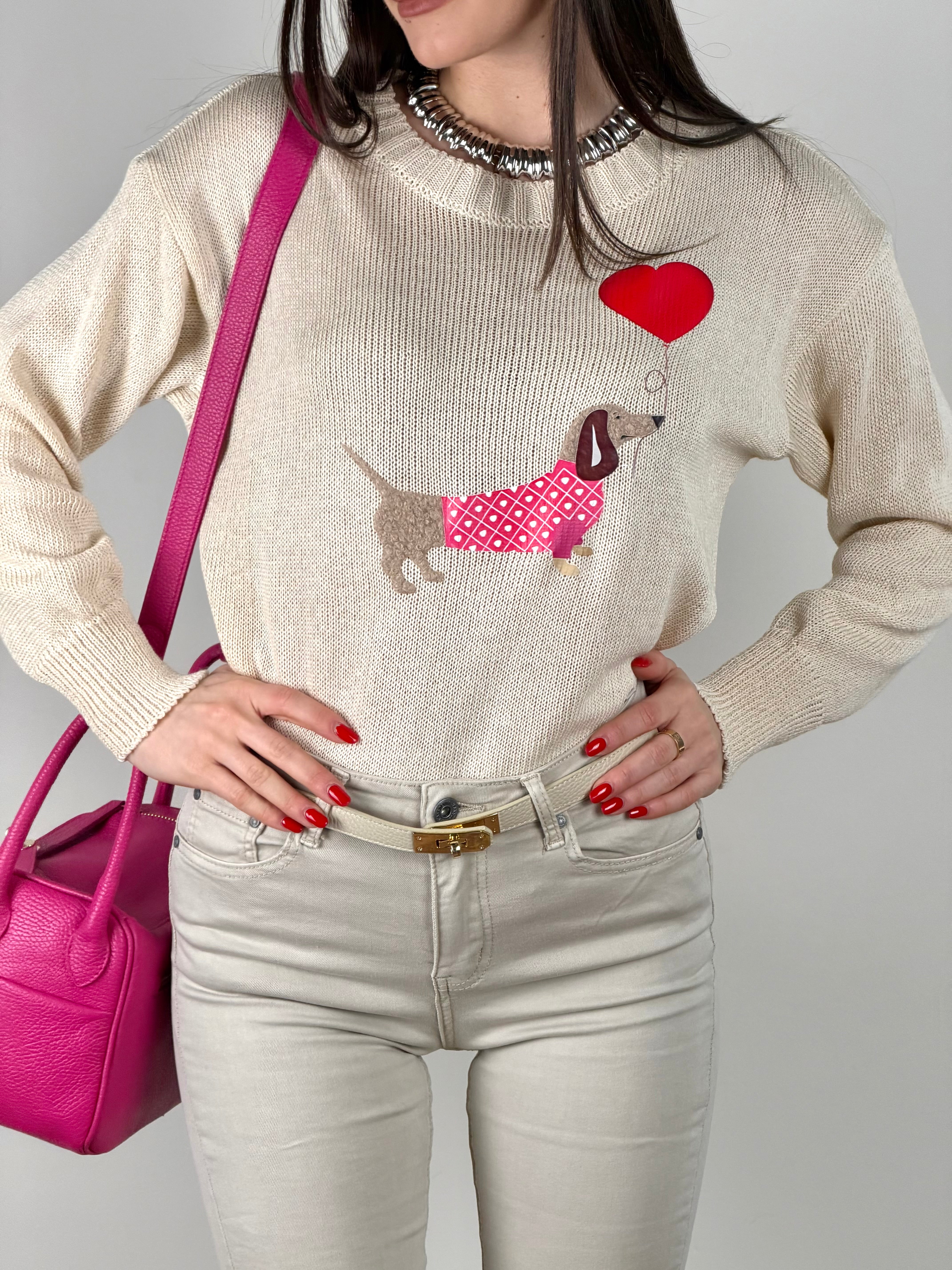 Maglia doggy beige