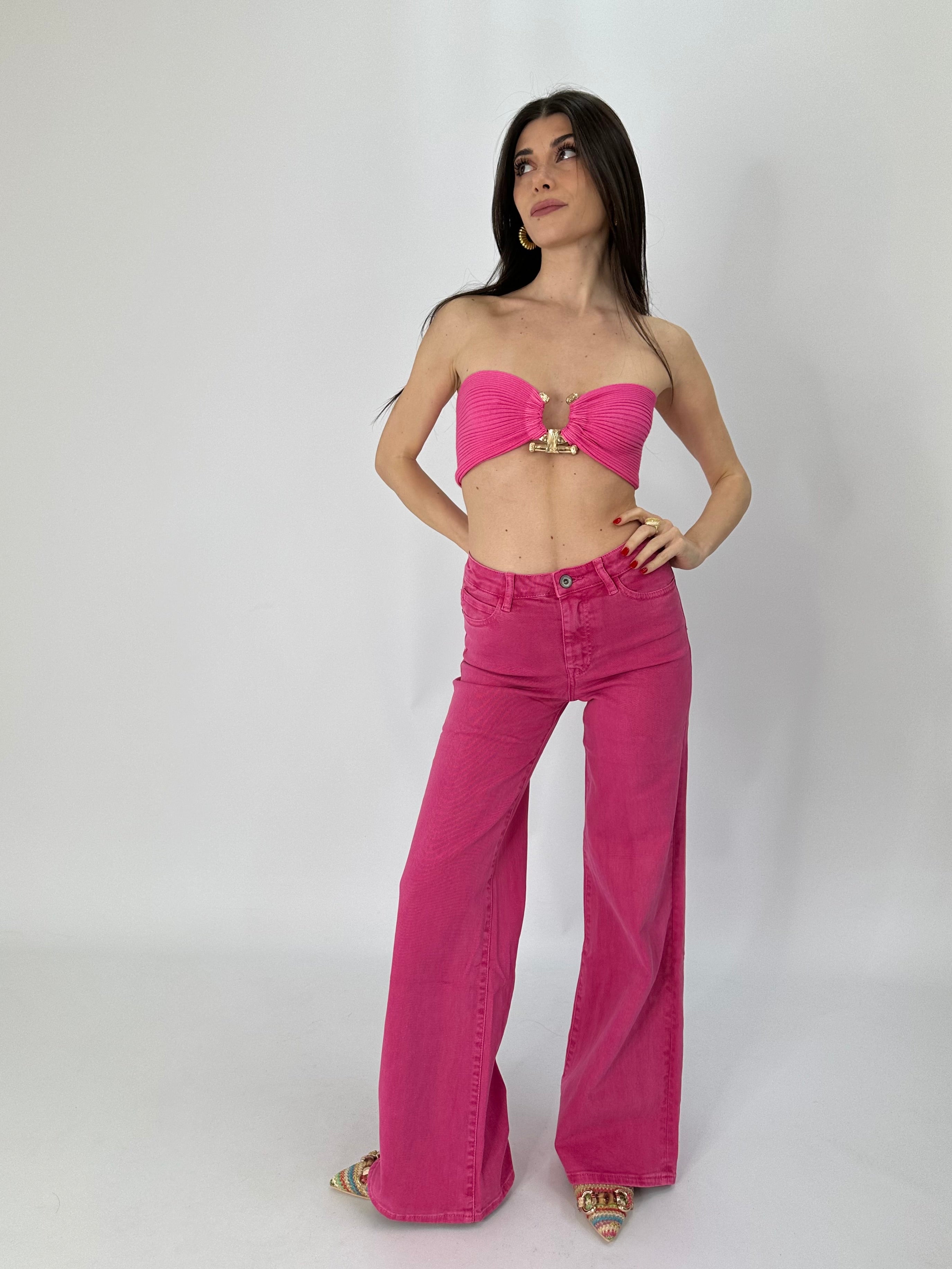 Jeans ofelia palazzo fucsia