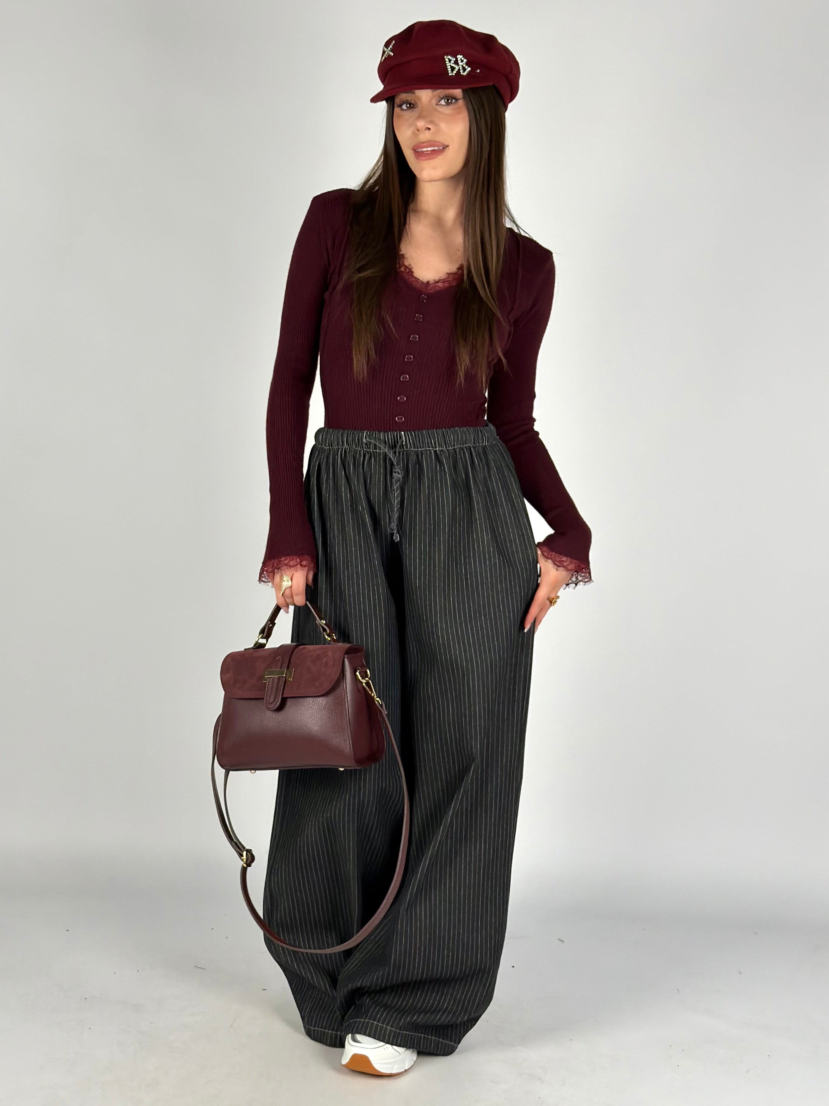 Pantalone maxi gessato Amour