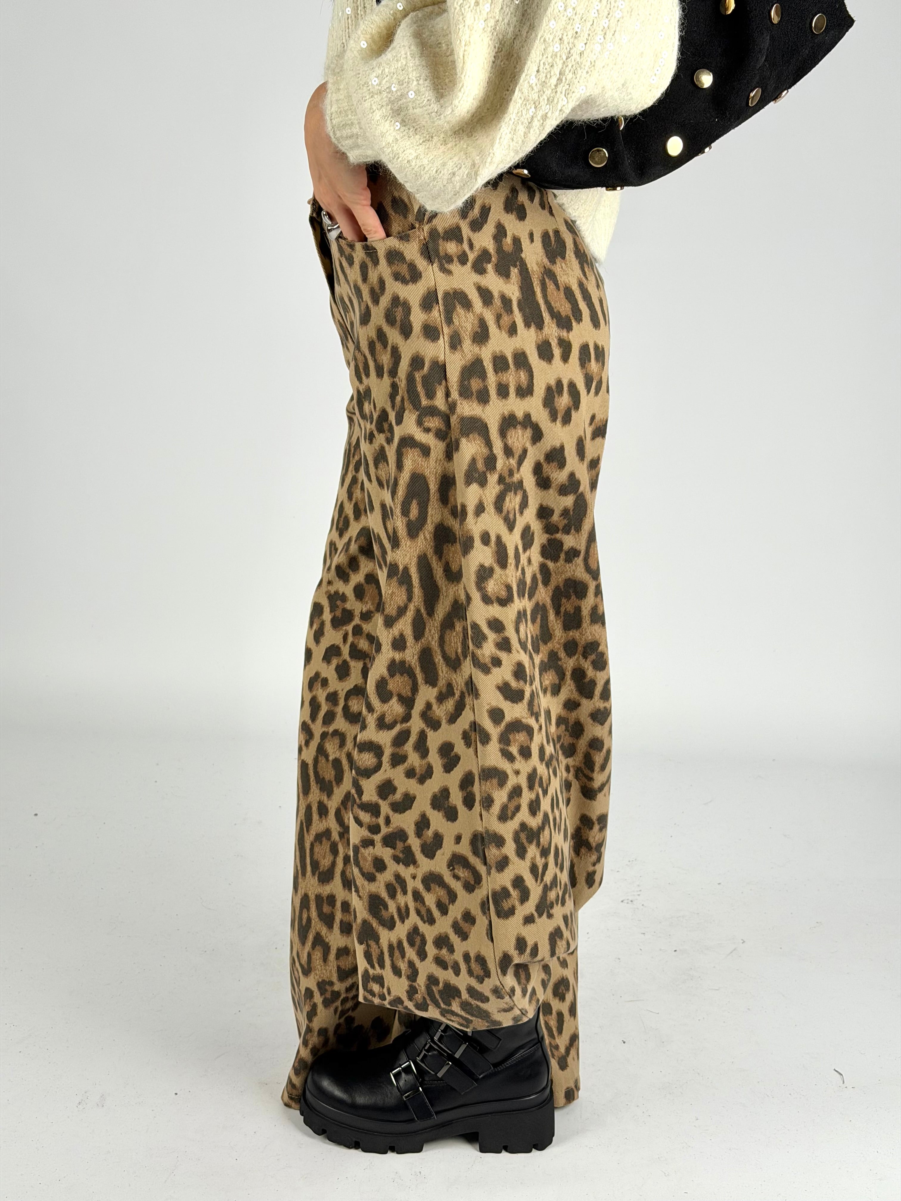 Pantalone animalier palazzo tabacco
