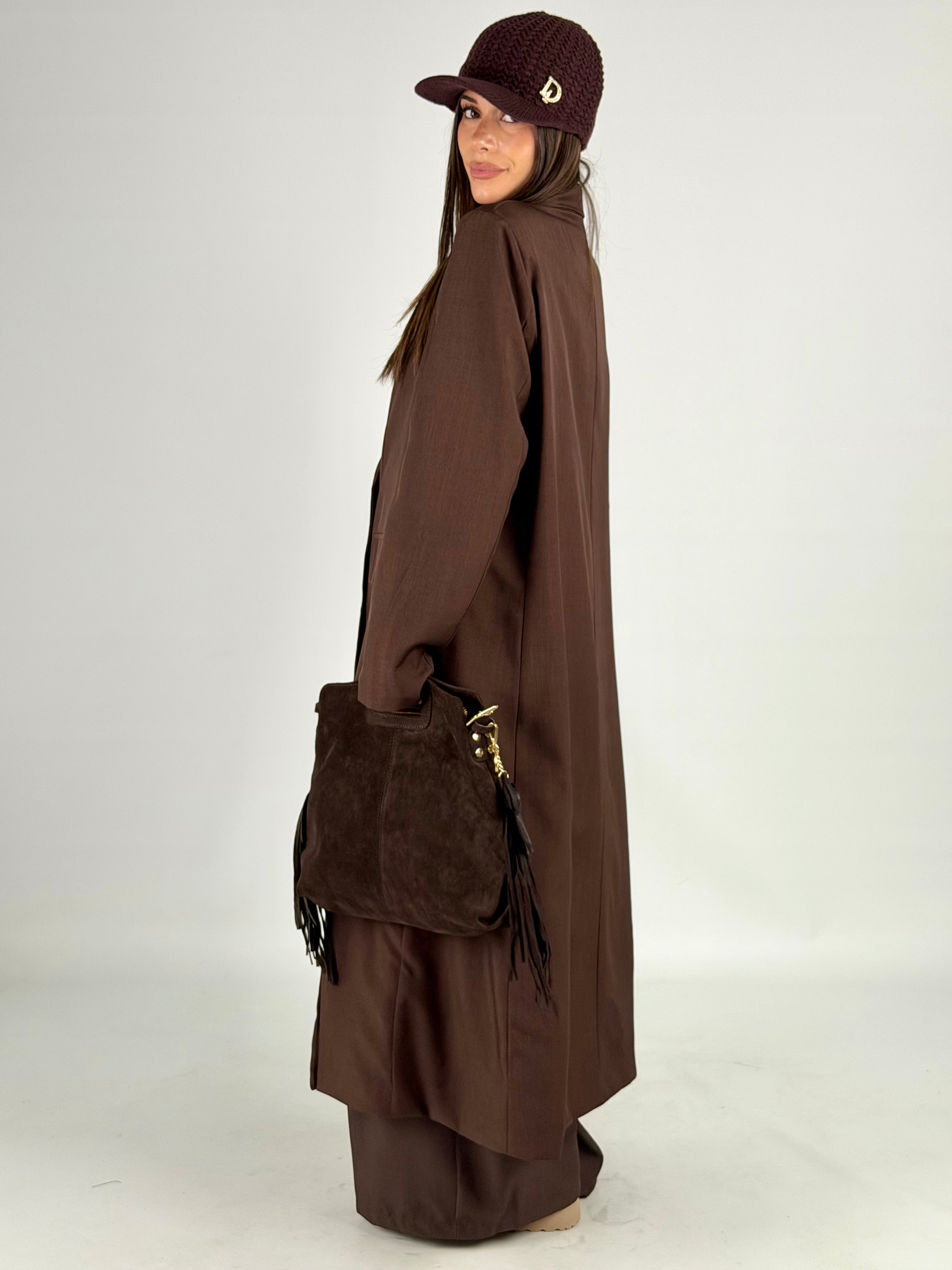 Cappotto lungo doppio petto moro