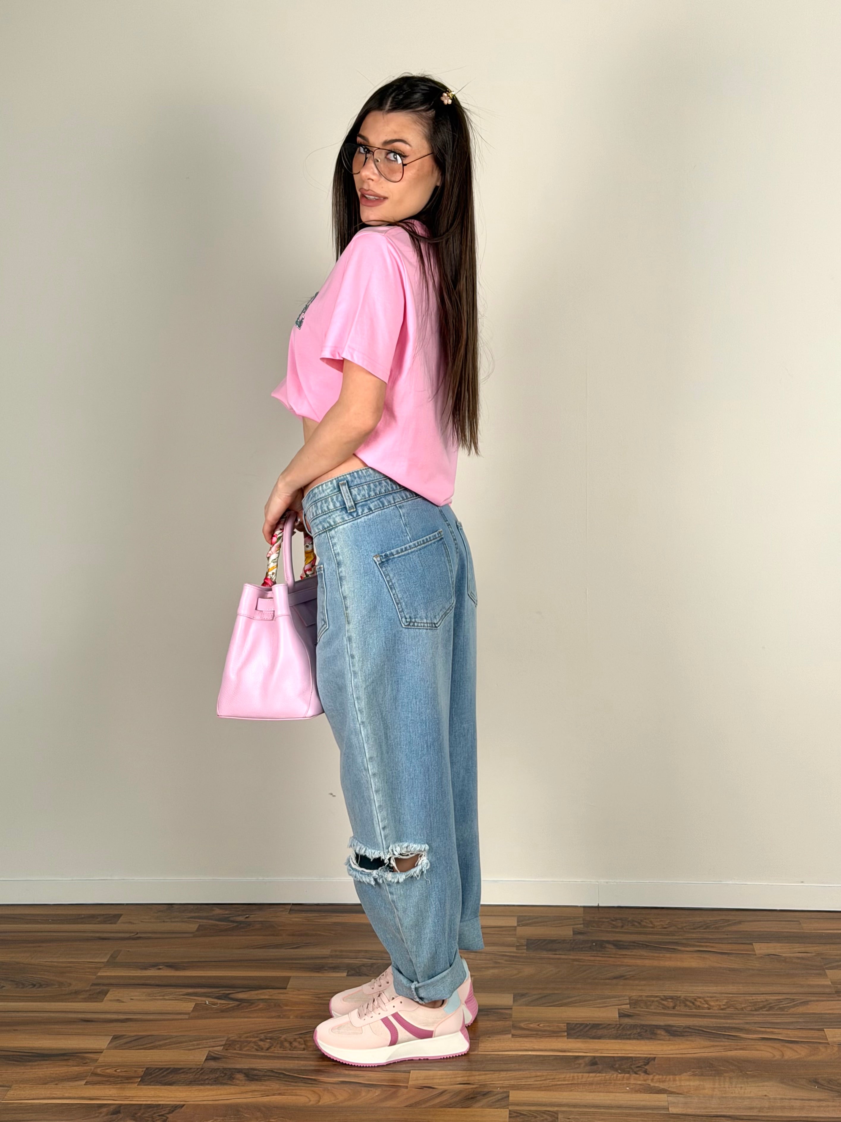 T-shirt love denim rosa