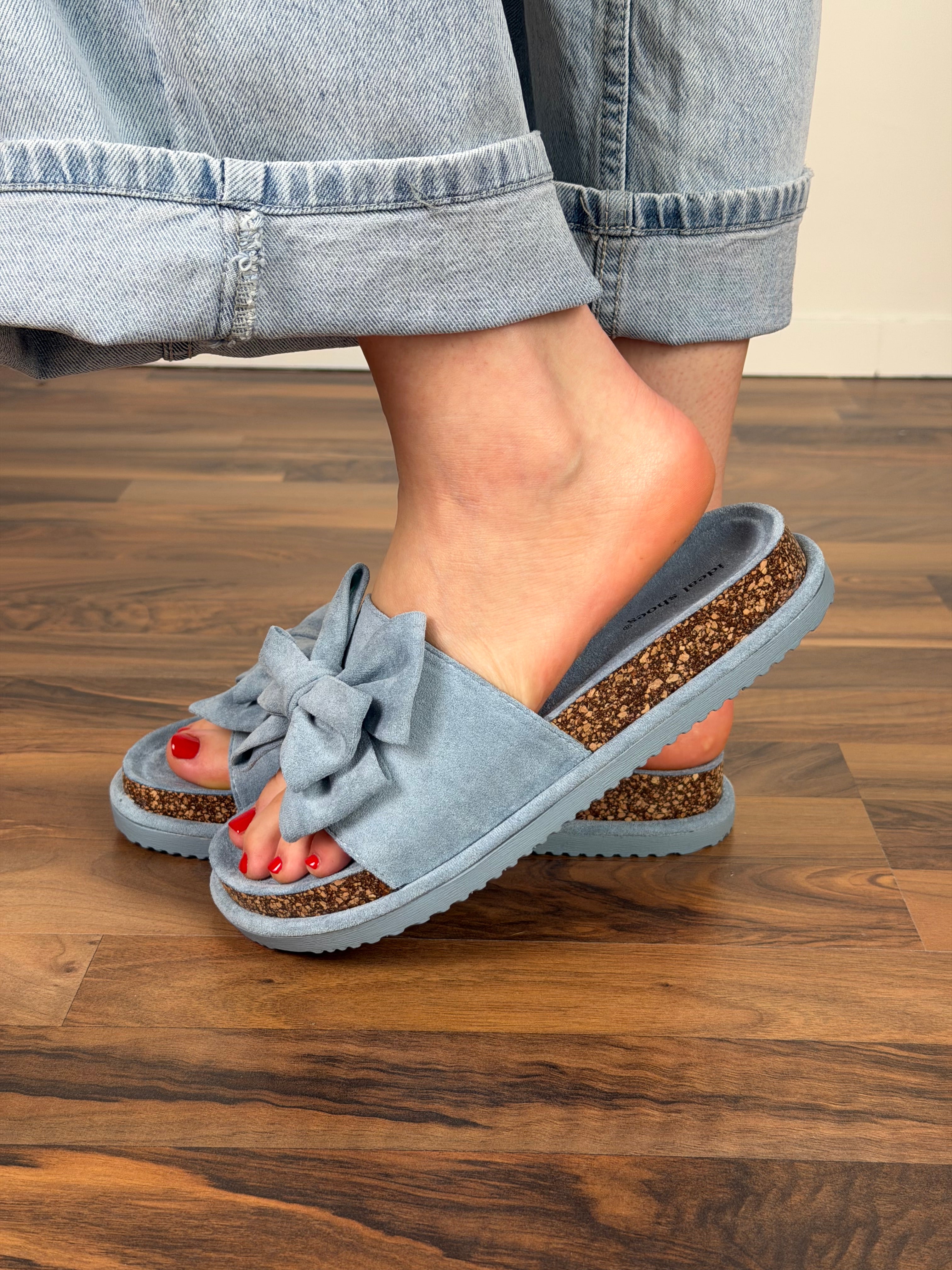 Slippers con fiocco celeste