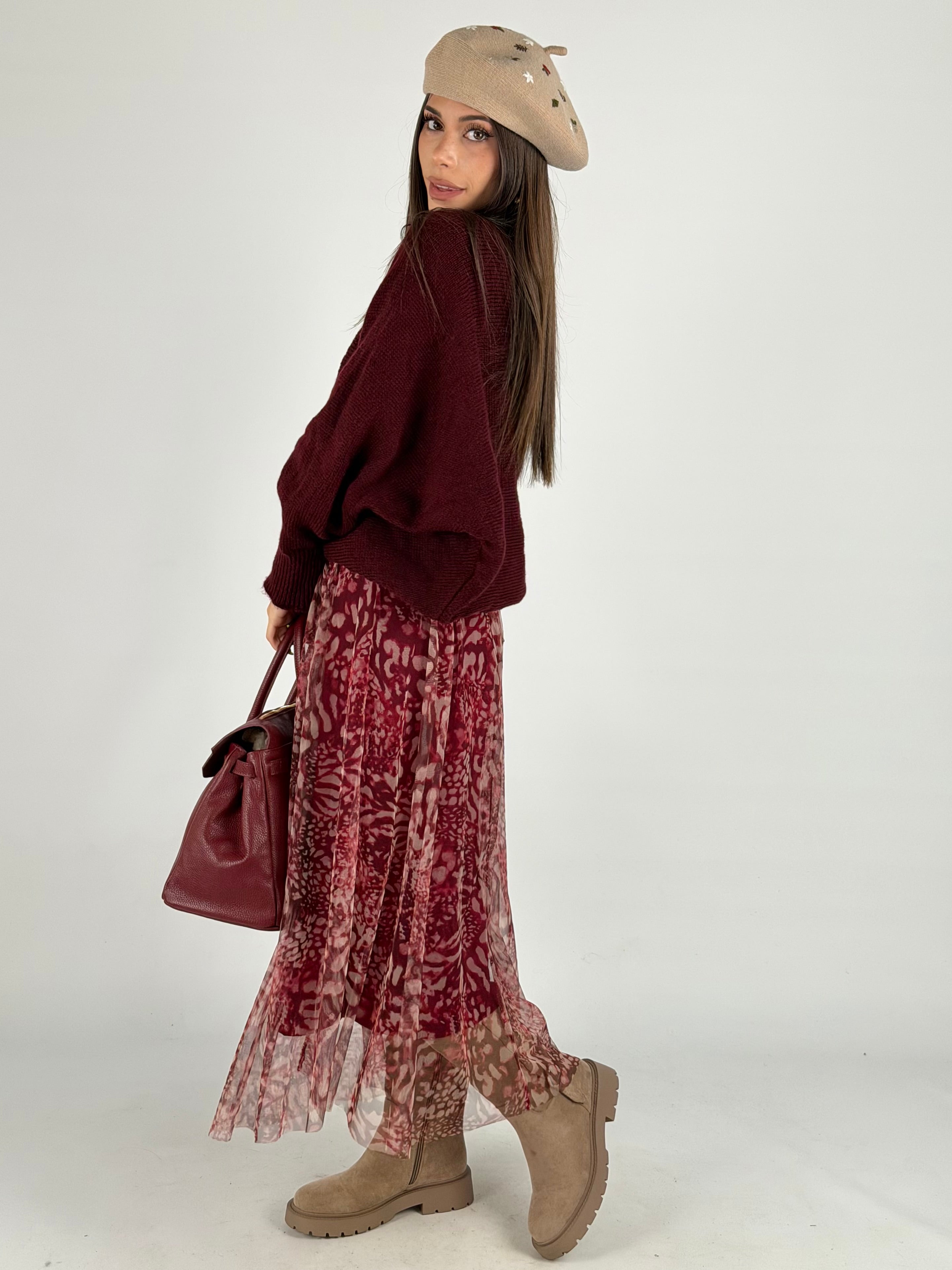 Abito + maglione Carly bordeaux