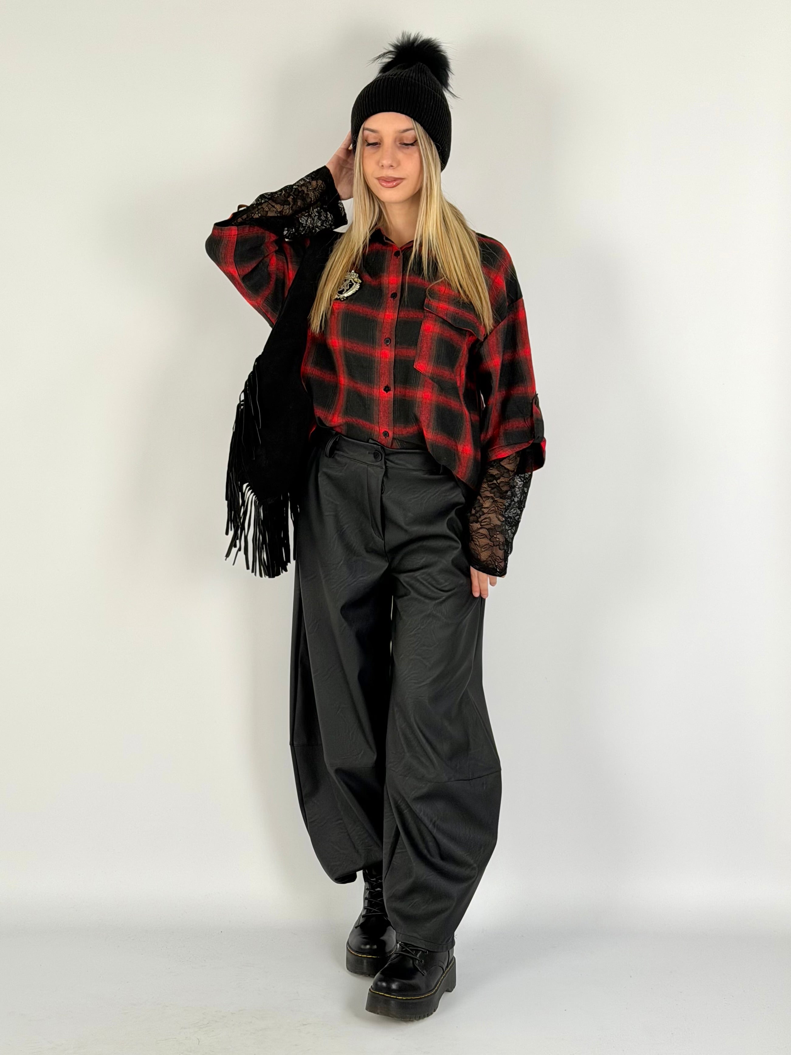 Camicia check Sally rossa