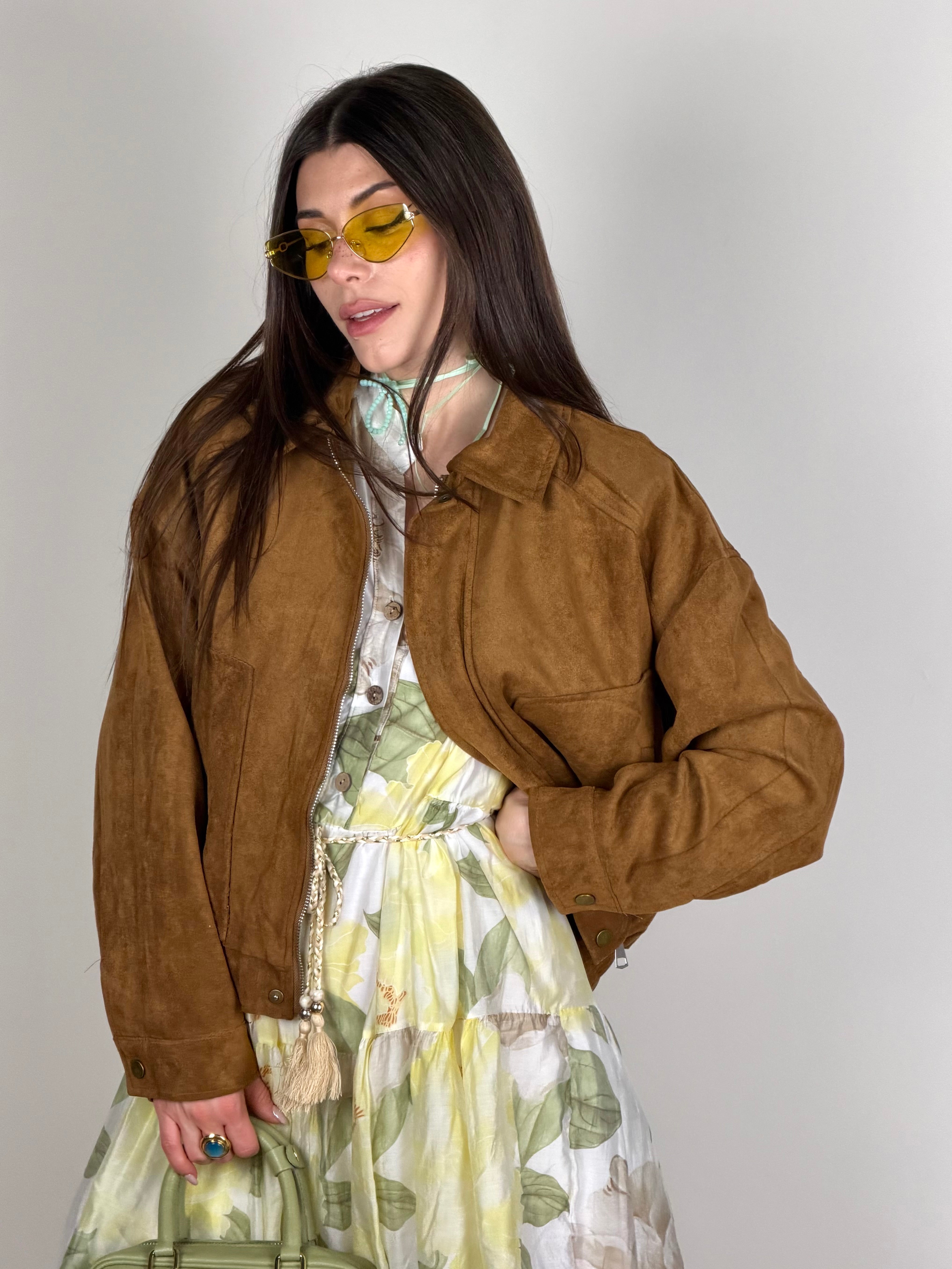 Bomber scamosciato coffee