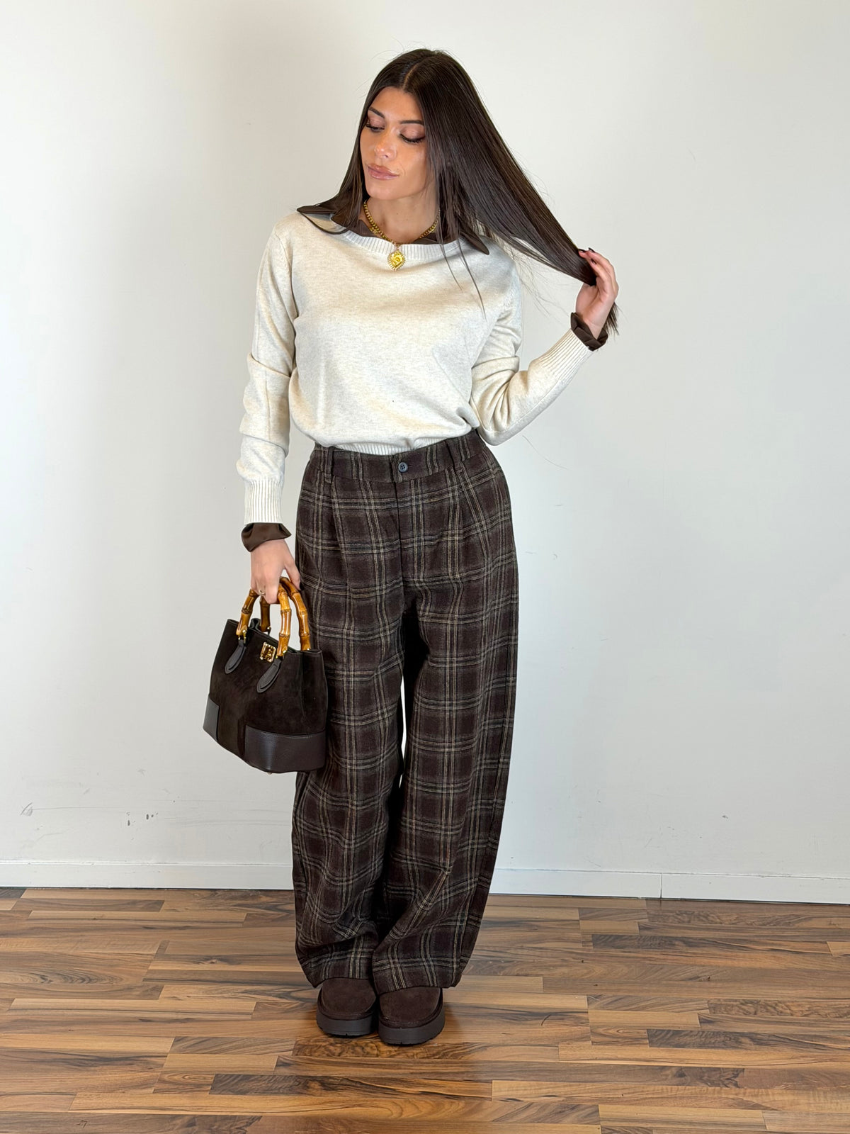 Maglia Tartan beige