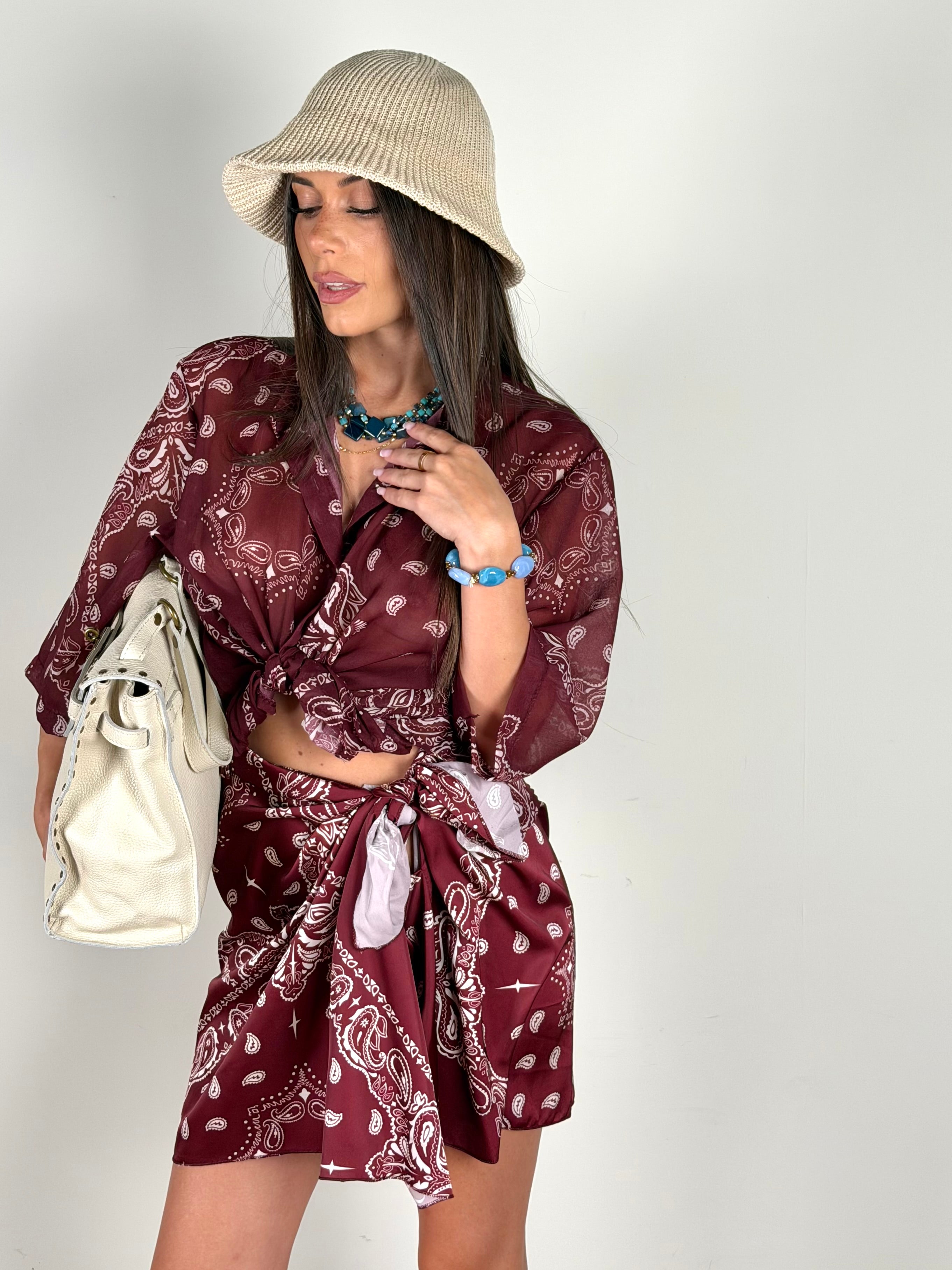 Gonna pareo bandana bordeaux