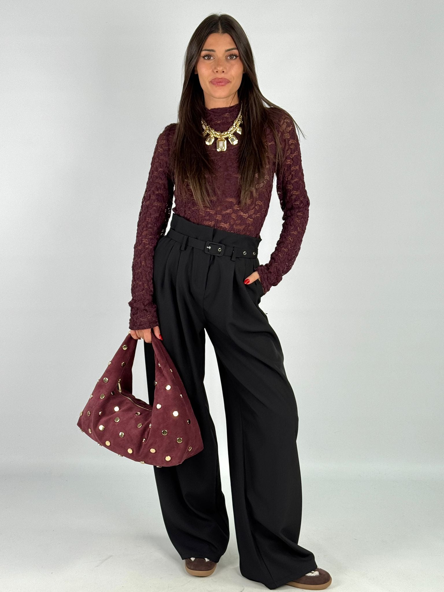 Maglia Lory pizzo bordeaux